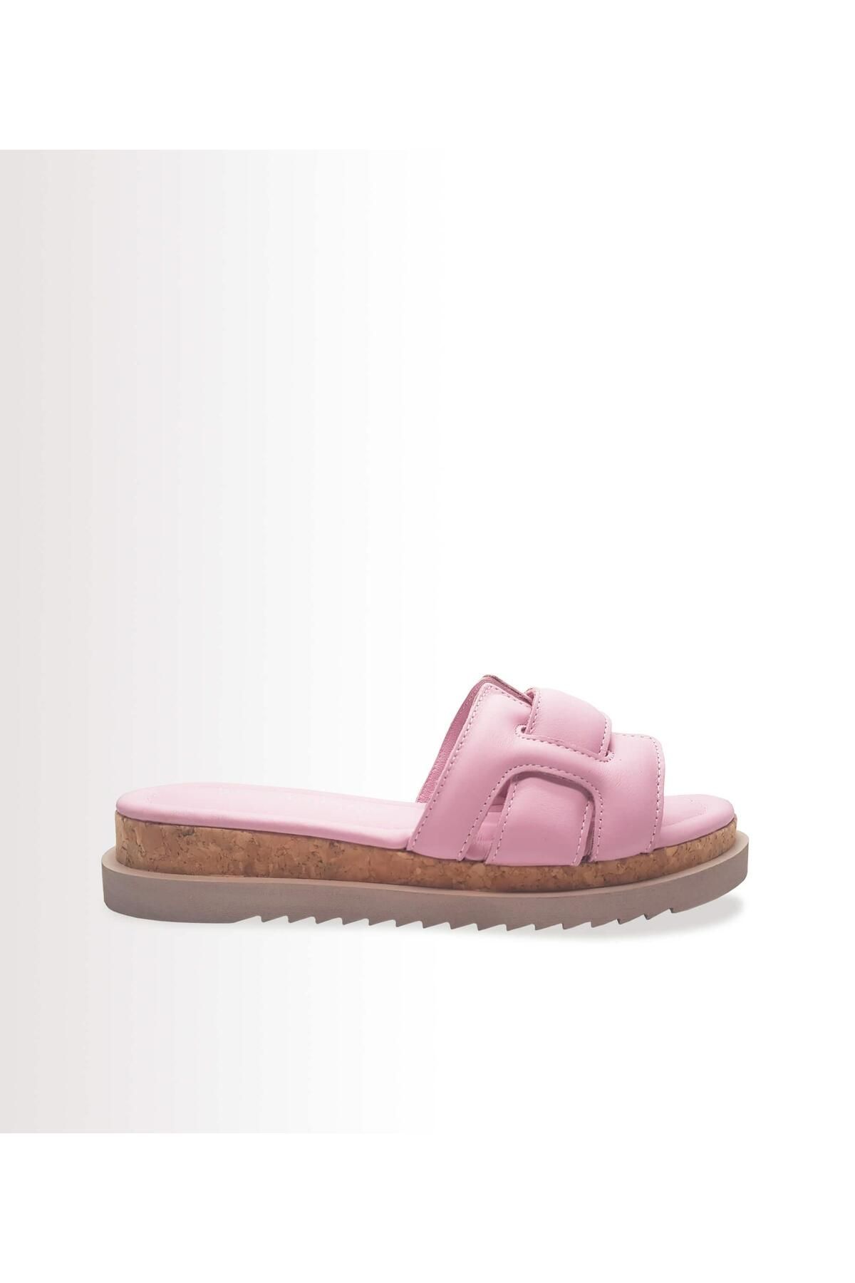 Puera Purdes Pembe Hakiki Deri Kadın Günlük Terlik
