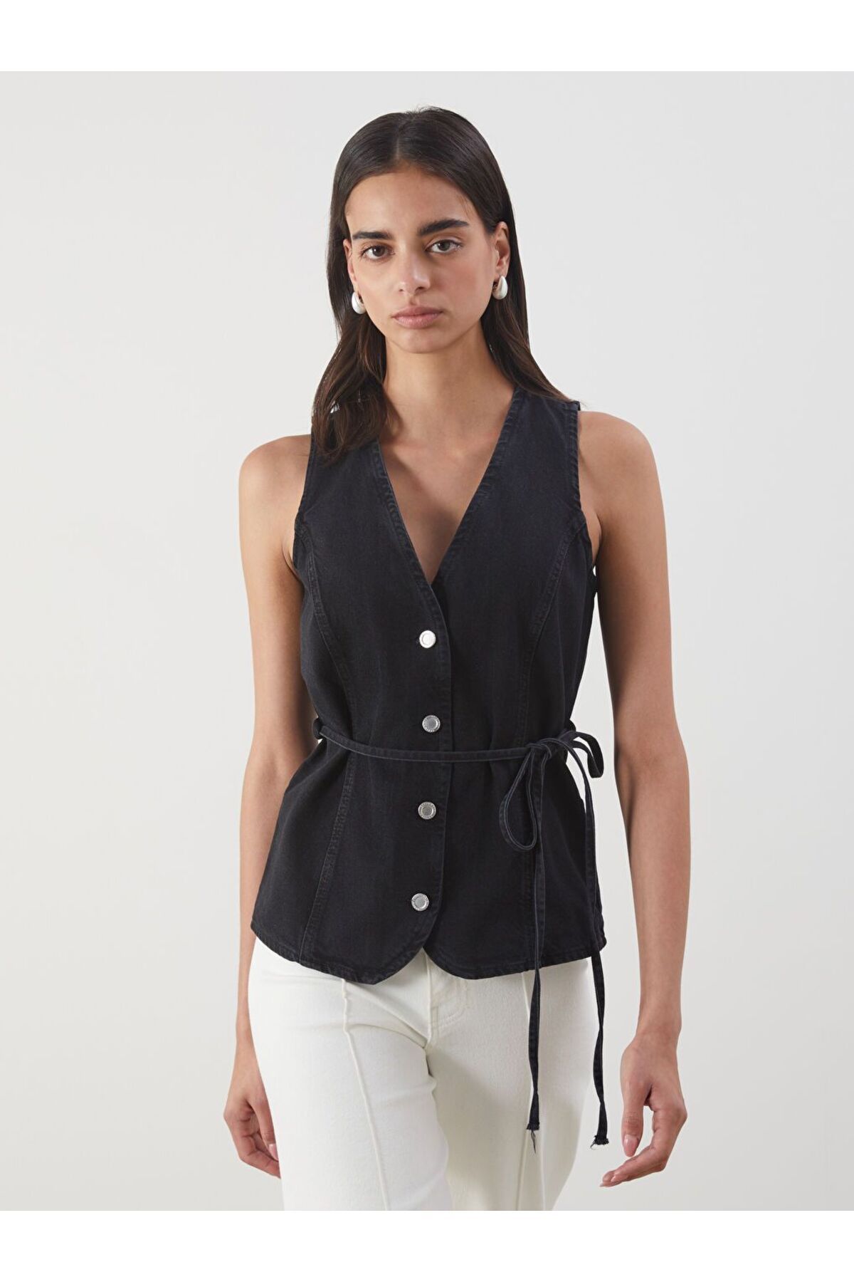 LC Waikiki LCWAIKIKI Classic V Yaka Kadın Jean Yelek