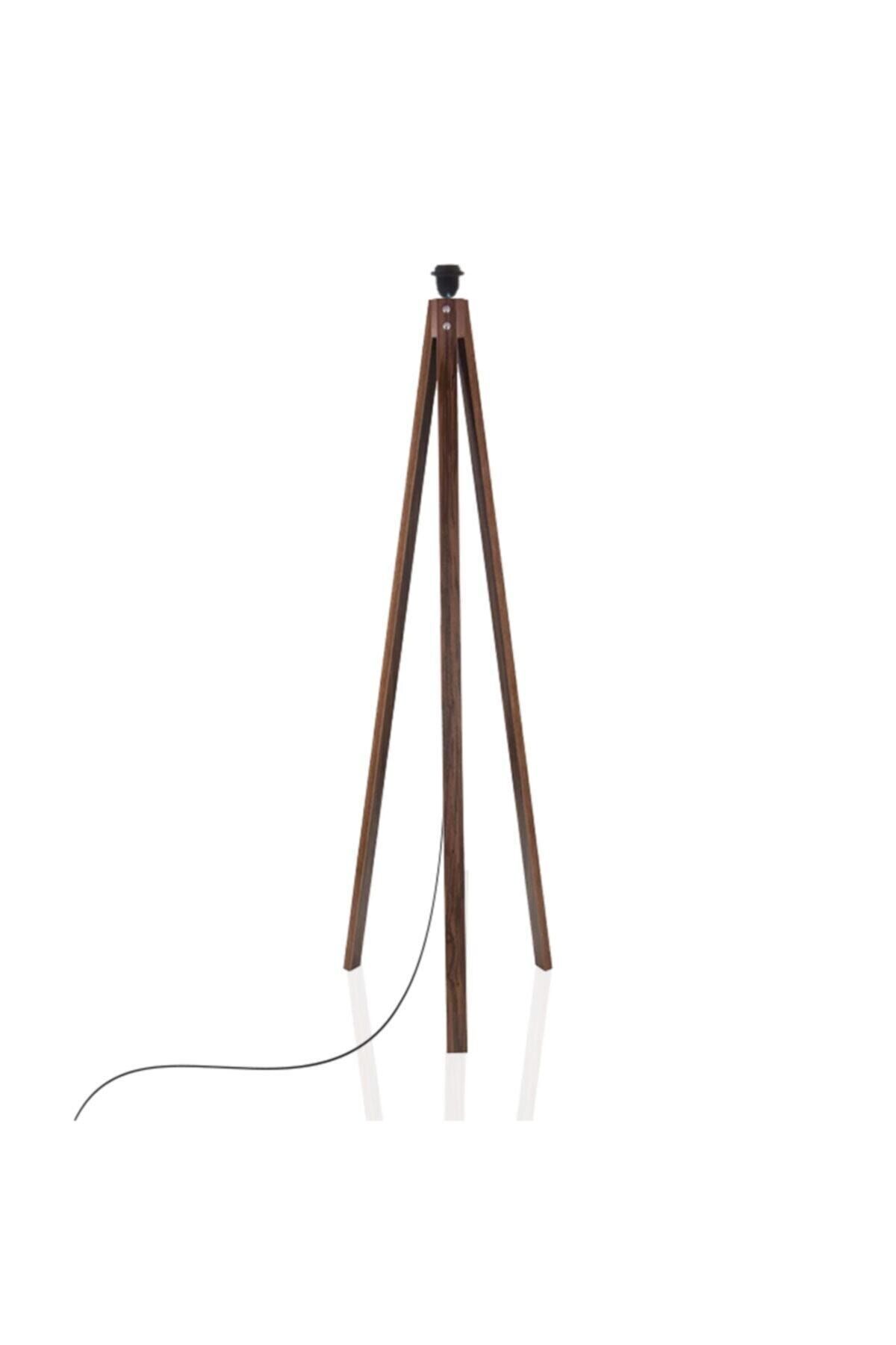 SerenityHaven Lambader Ayağı Tripod Ayak Ahşap Abajur Ayağı Üçlü Ahşap Ayak Tesisat Dahil Kahverengi 1660