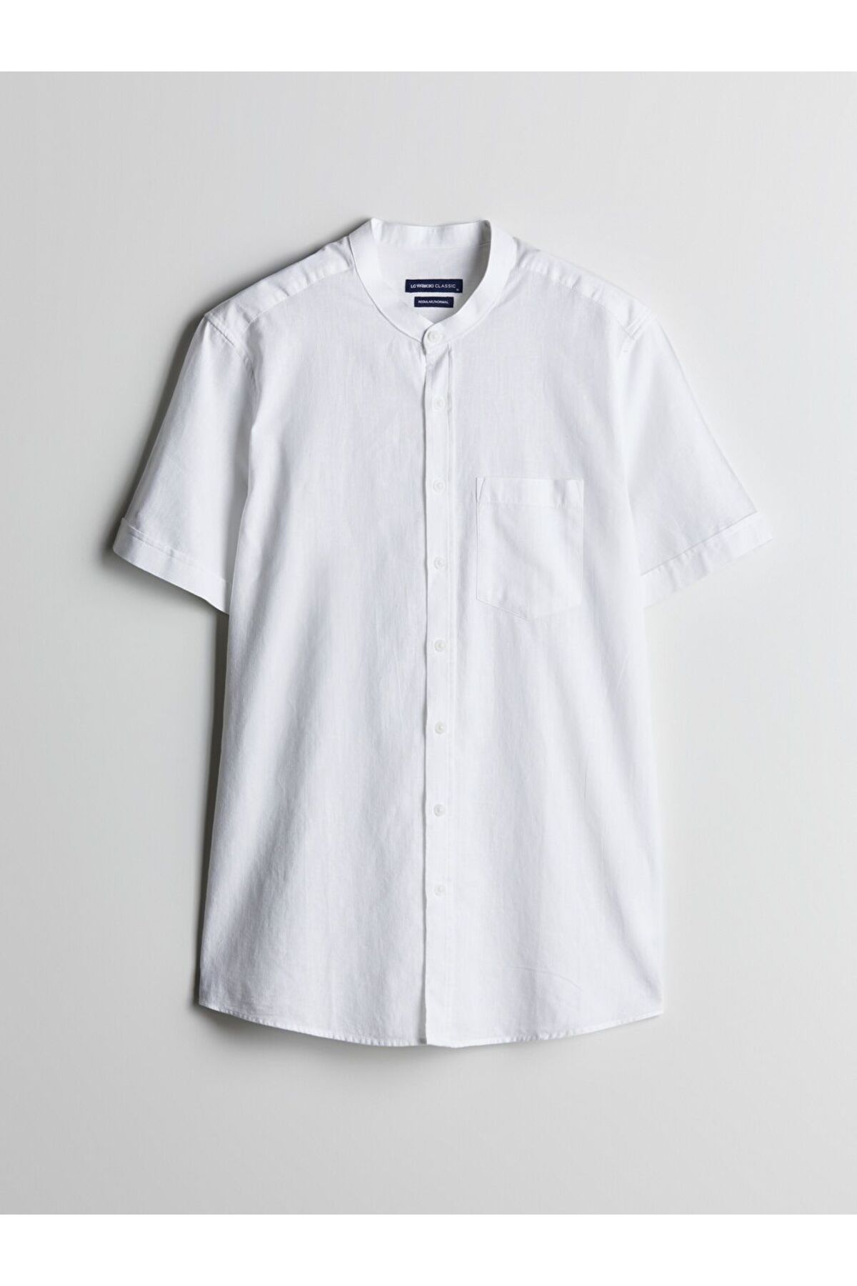 LC Waikiki LCWAIKIKI Classic Regular Fit Kısa Kollu Keten Karışımlı Erkek Gömlek