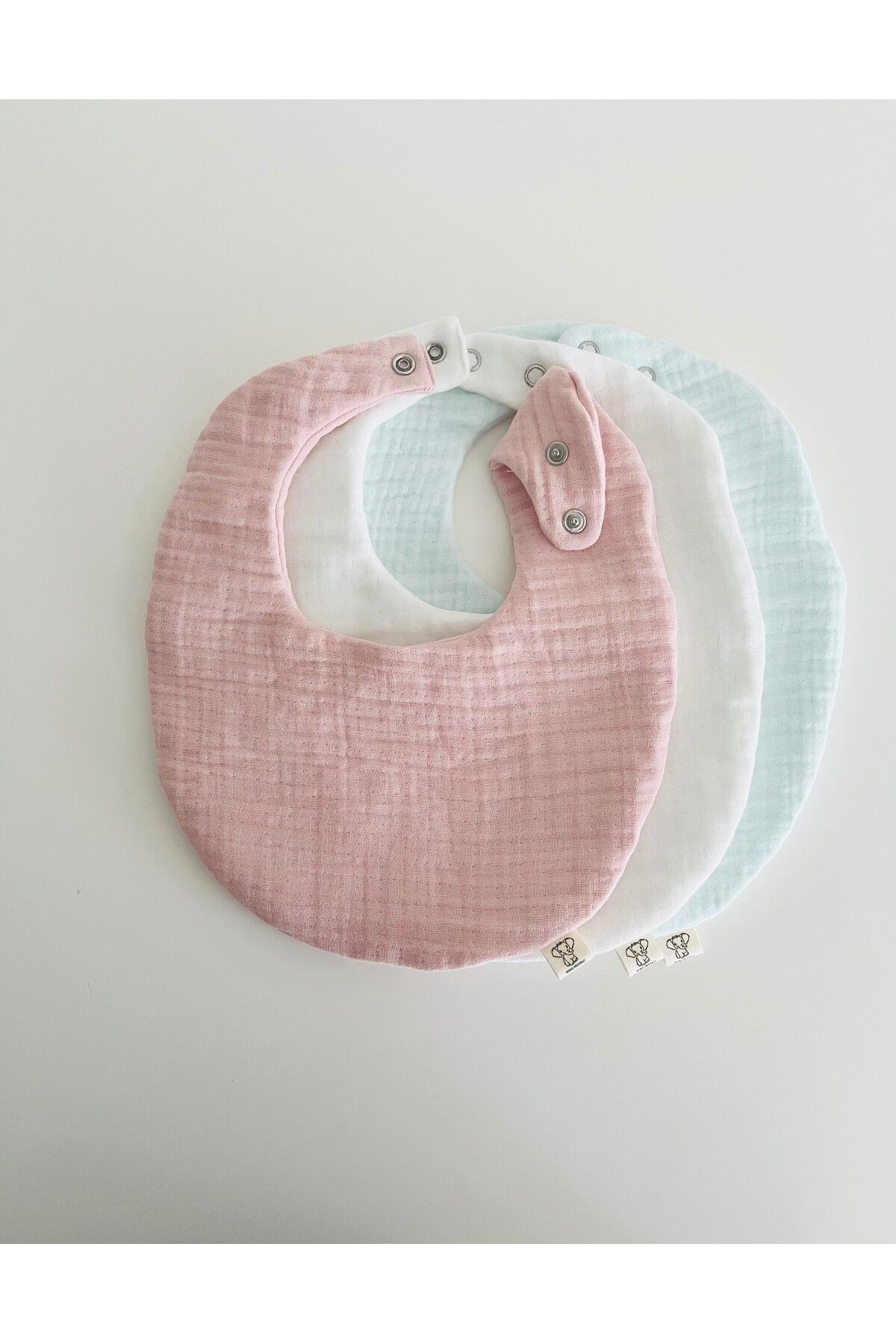 Boho Piccolo Oval 3'lü %100 Pamuk Müslin Bebek Önlüğü / Yakalık / Salya Önlüğü