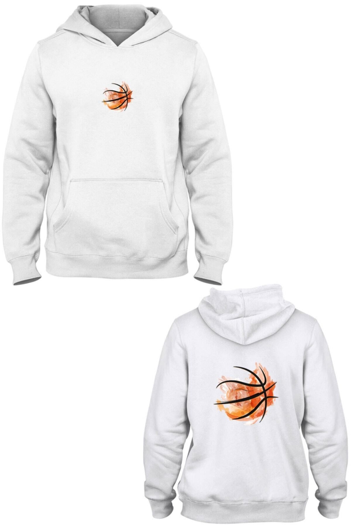 Pisa Art Basketball Ball Ön Arka Baskılı Kanguru Cepli Kapşonlu Sweatshirt Bll2068