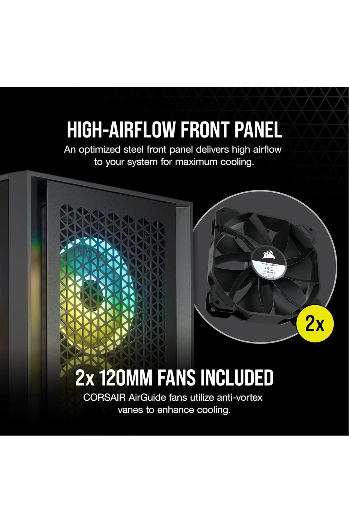 Corsair-علبة كمبيوتر Corsair 4000D Airflow متوسطة الحجم من الزجاج المقسّى، باللون الأسود 5