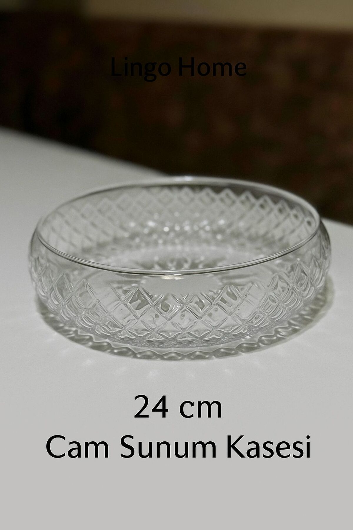 LİNGO HOME Desenli 24 Cm Cam Salata Sunum Kasesi