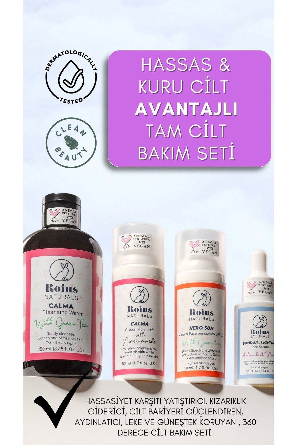 Roius Naturals Hassas&Kuru Cilt Avantajlı Tam Bakım Seti