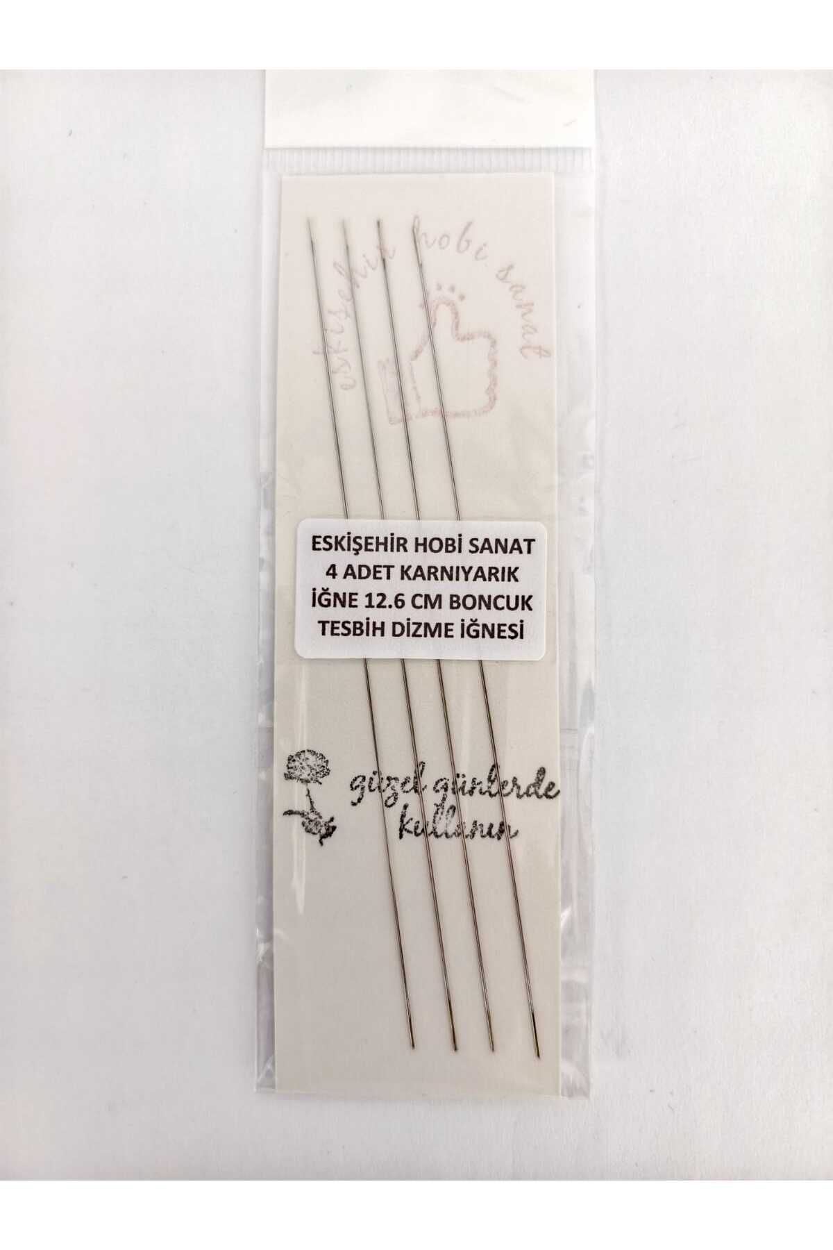 Eskişehir hobi sanat 10 Cm 12.6 cm 4 Adet Karnıyarık iğne Miyuki Boncuk Tesbih Tanesi imame Geçirme iğnesi