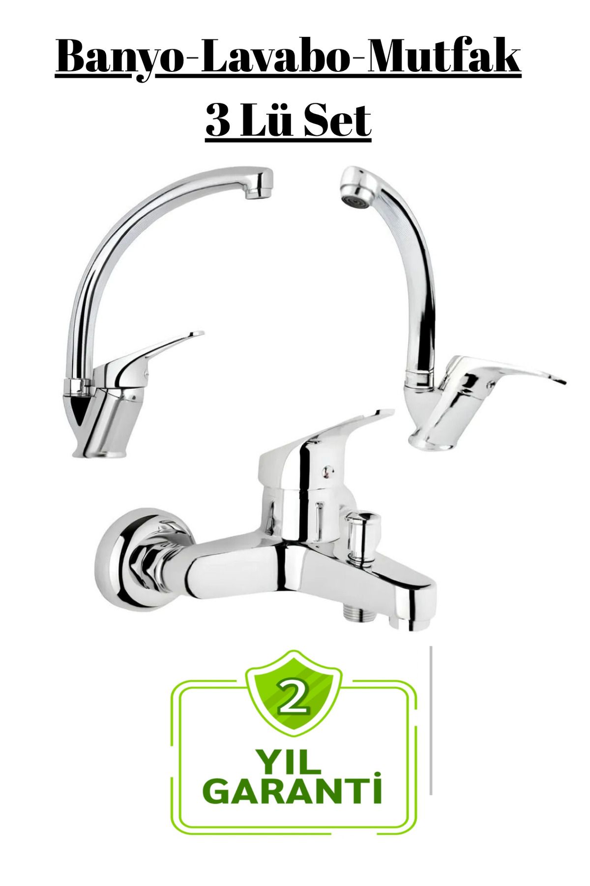 JustBS 3 'LÜ MİX KUĞU EVİYE LAVABO BANYO BATARYA MUSLUK SETİ 2 YIL GARANTİLİ AÇ KAPA MİX