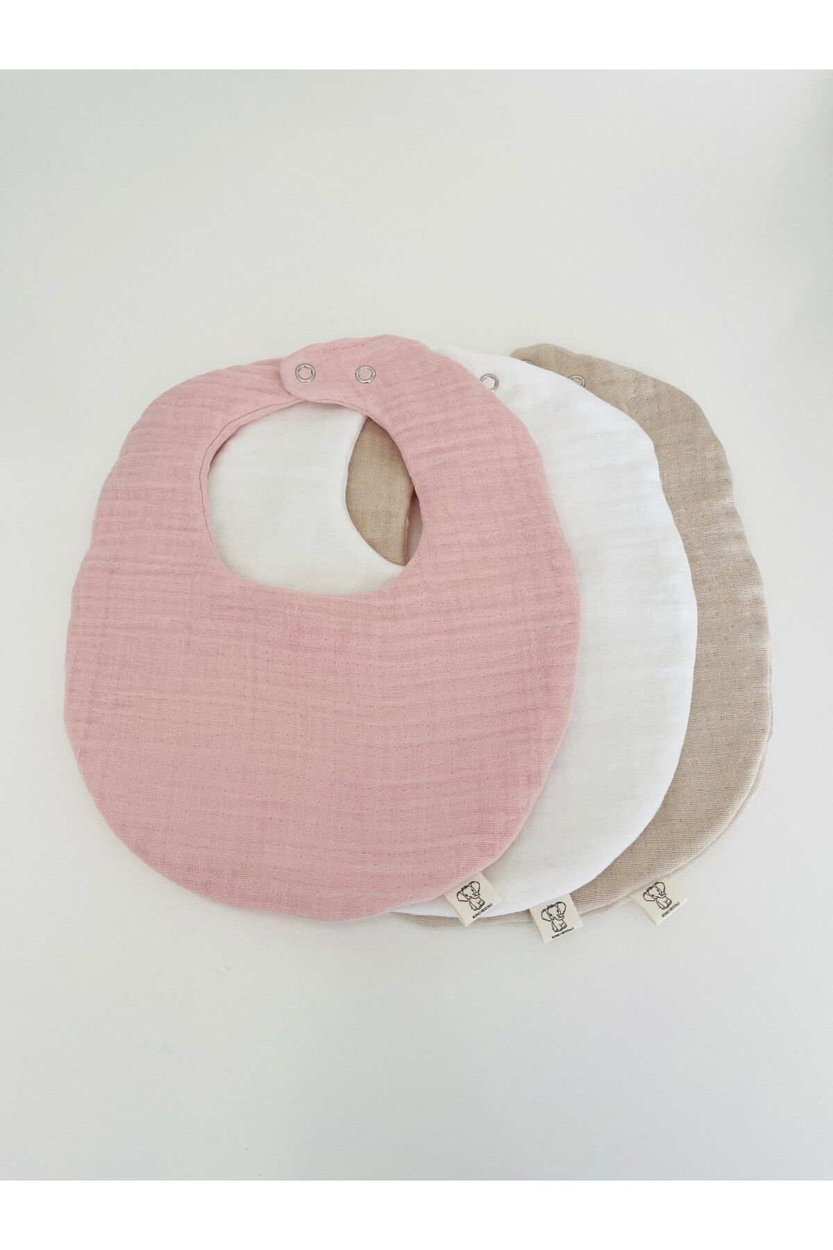 Boho Piccolo Oval 3'lü %100 Pamuk Müslin Bebek Önlüğü / Yakalık / Salya Önlüğü
