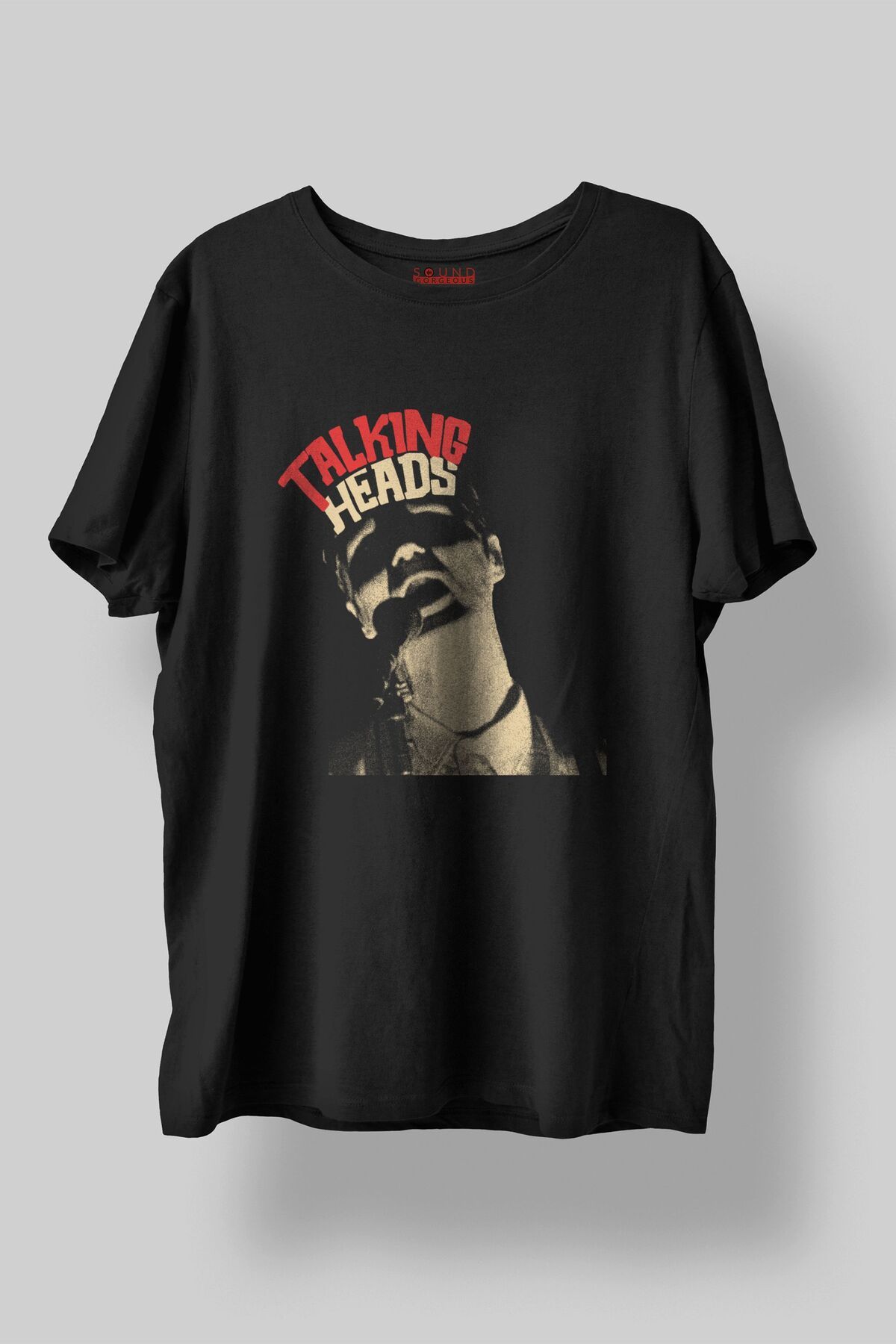Sound Gorgeous Talking Heads Baskılı Regular Fit Unisex Siyah T-Shirt %100 Pamuk No:595