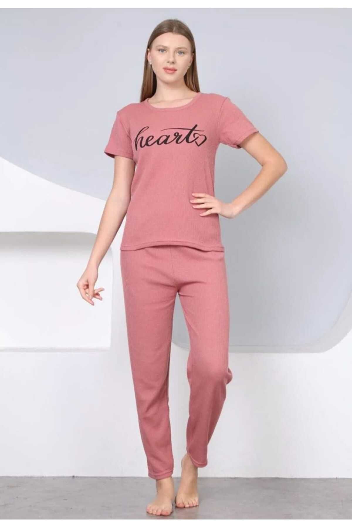 Store Baskılı Fitilli Pijama Takımı