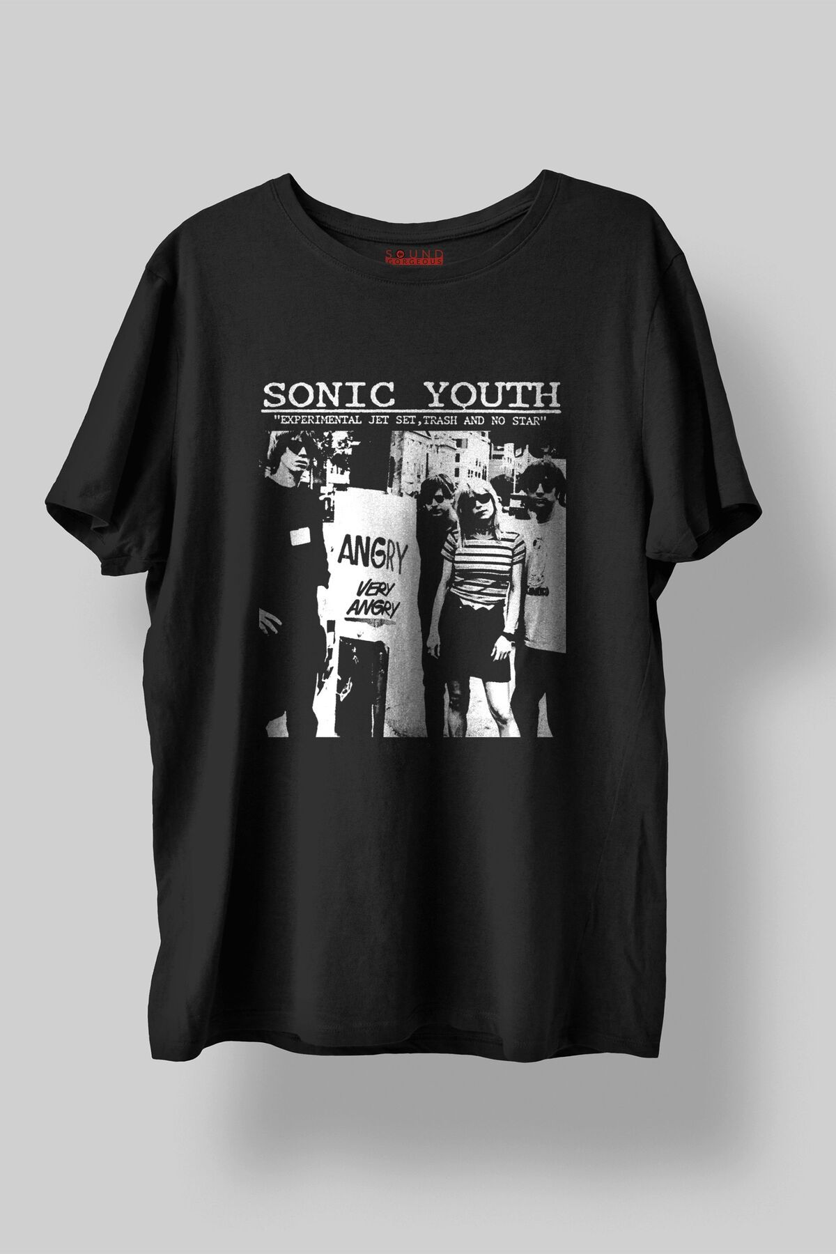 Sound Gorgeous Sonic Youth Baskılı Regular Fit Unisex Siyah T-Shirt %100 Pamuk No:554