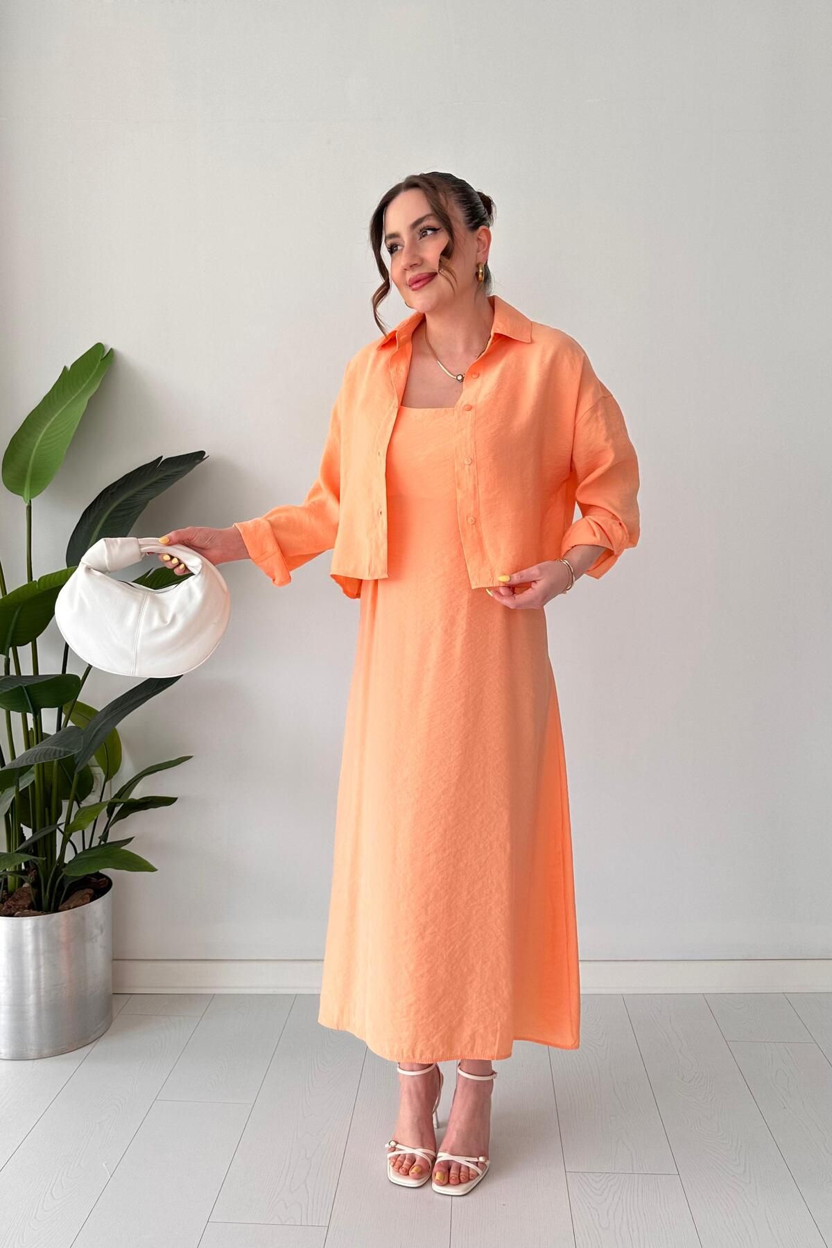 MaziButik Gömlek-Elbise Takım Oranj