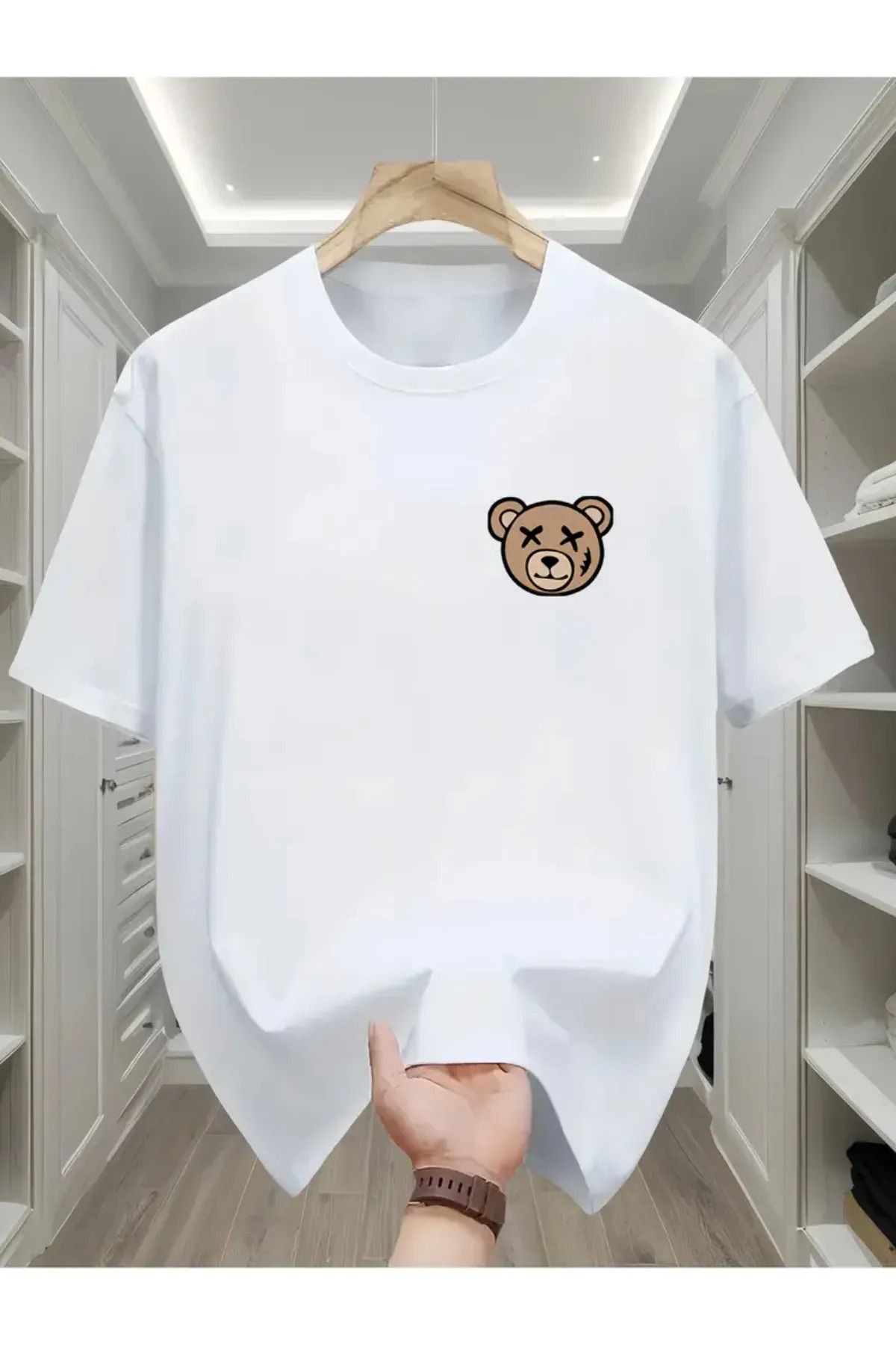 Koklonmoda Unisex Minik Ayı Baskılı Oversize T-Shirt