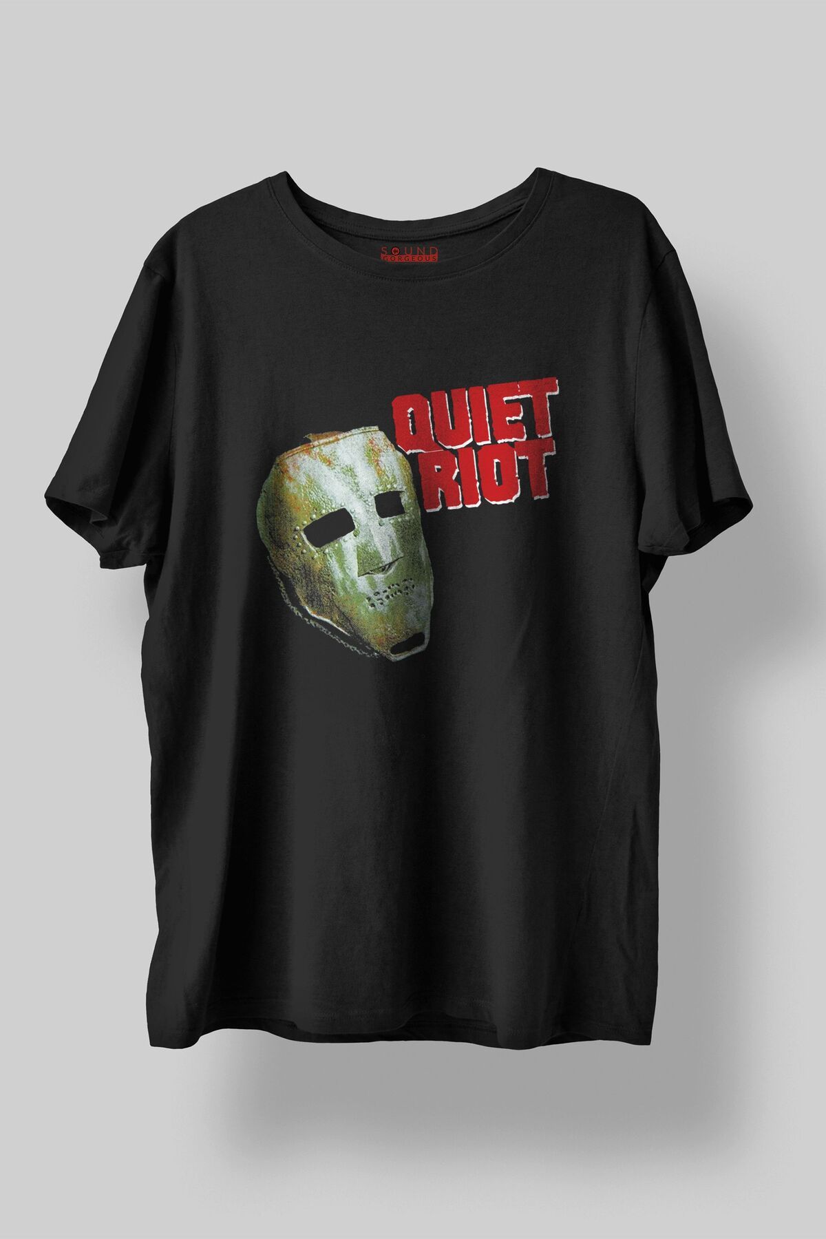 Sound Gorgeous Quiet Riot Baskılı Regular Fit Unisex Siyah T-Shirt %100 Pamuk No:448