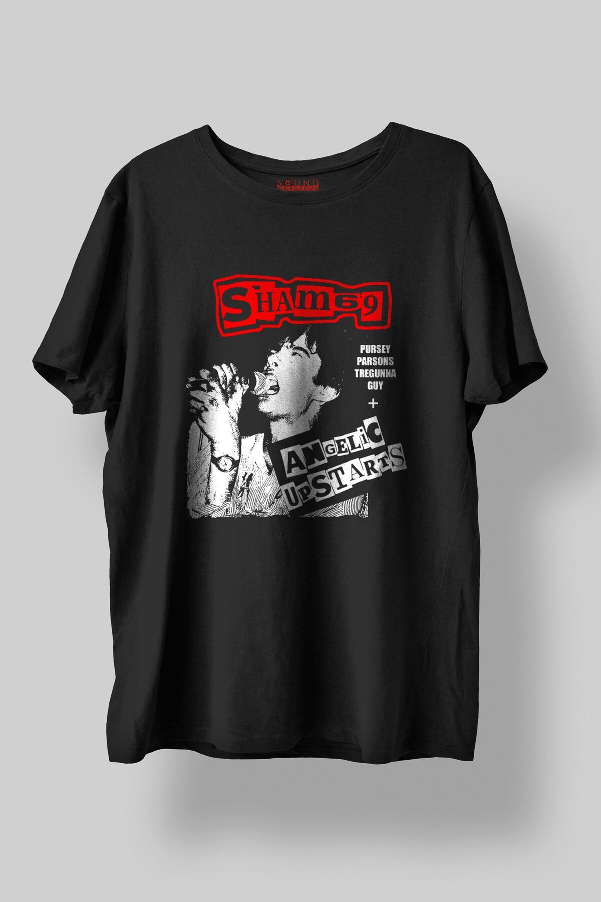 Sound Gorgeous Sham 69 Baskılı Regular Fit Unisex Siyah T-Shirt %100 Pamuk No:497