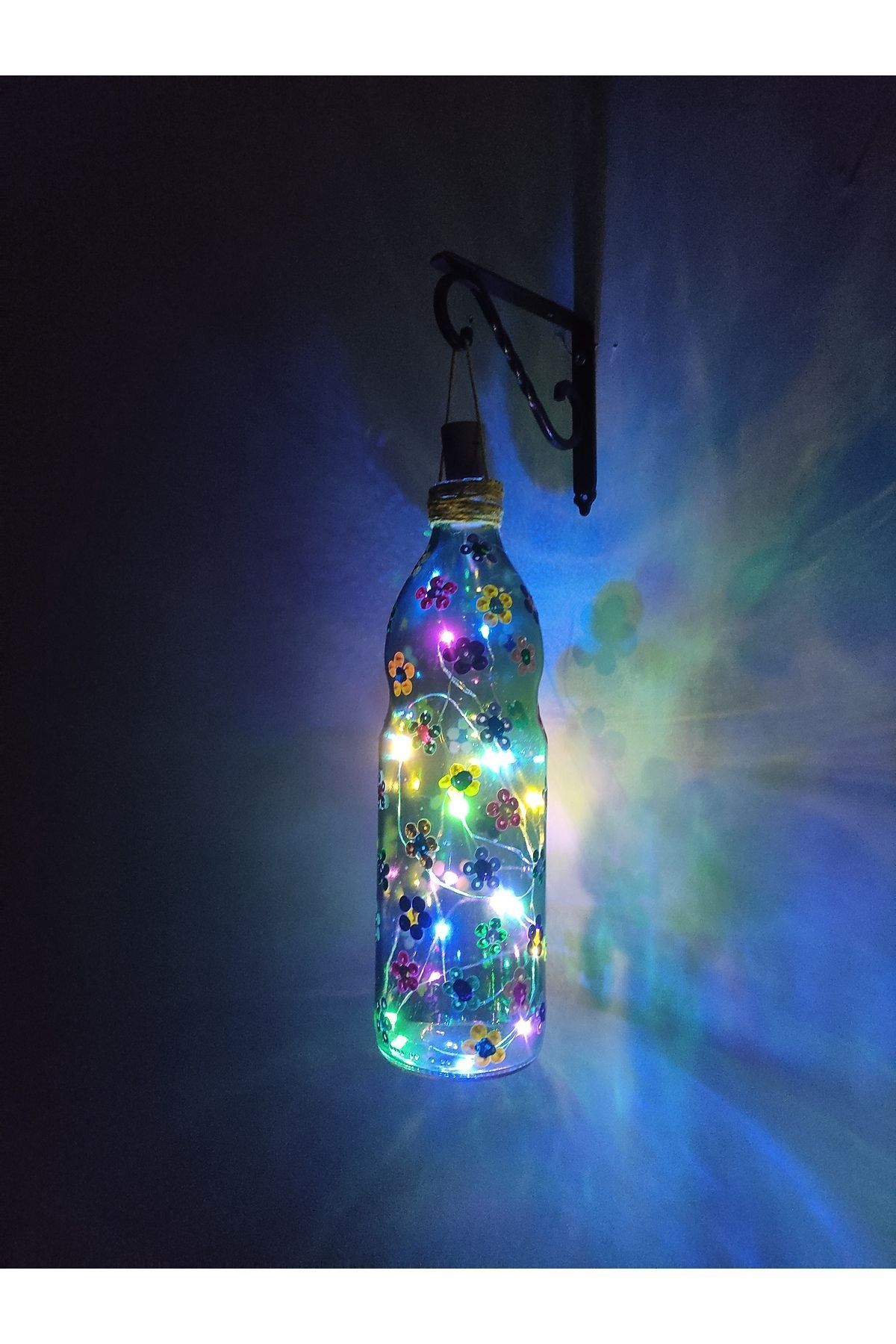 SerenityHaven Cam Şişe Aplik El Boyama Peri Led Aydınlatma