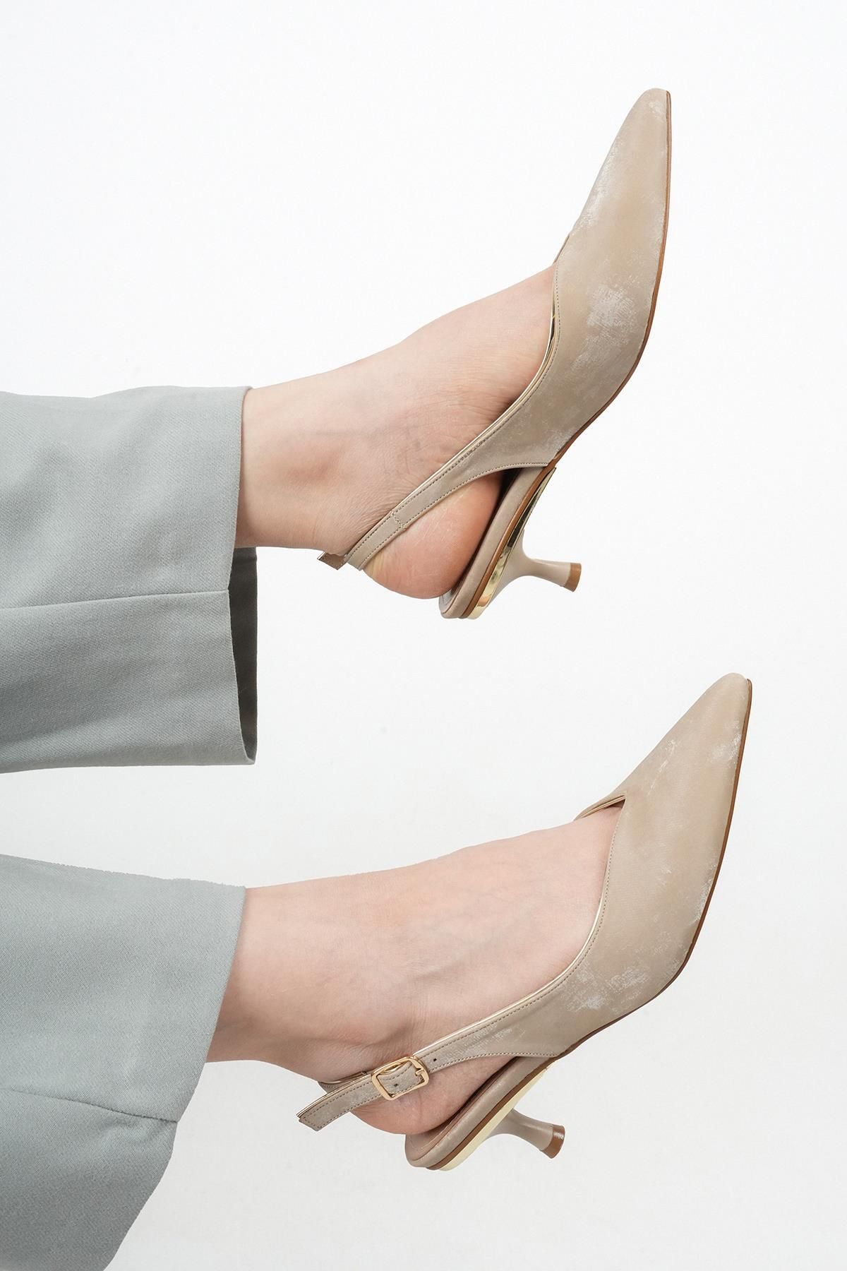Stilbagshoes CORA PİNO ÖKÇE KADIN TOPUKLU AYAKKABI BEJ