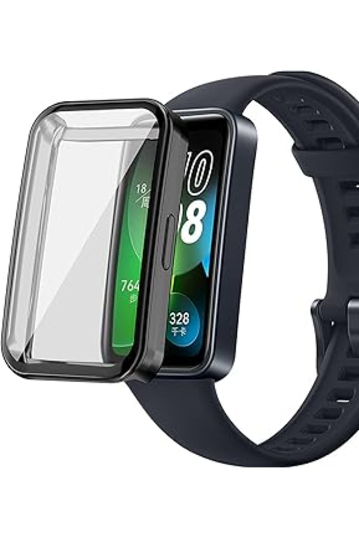 Pazarcan Microsonic Huawei Band 9 Için Kılıf 360 Full Round Soft Silicone Siyah [Band 9 Ile Uyumlu Kılıf - S