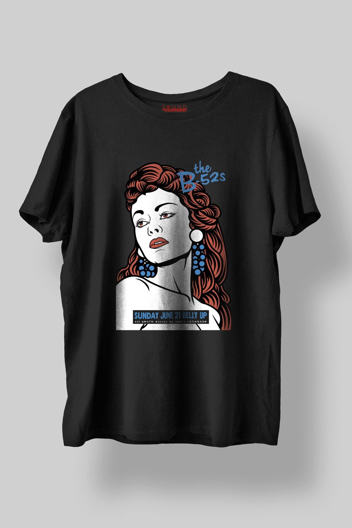 Sound Gorgeous The B-52's Baskılı Regular Fit Unisex Siyah T-Shirt %100 Pamuk No:627