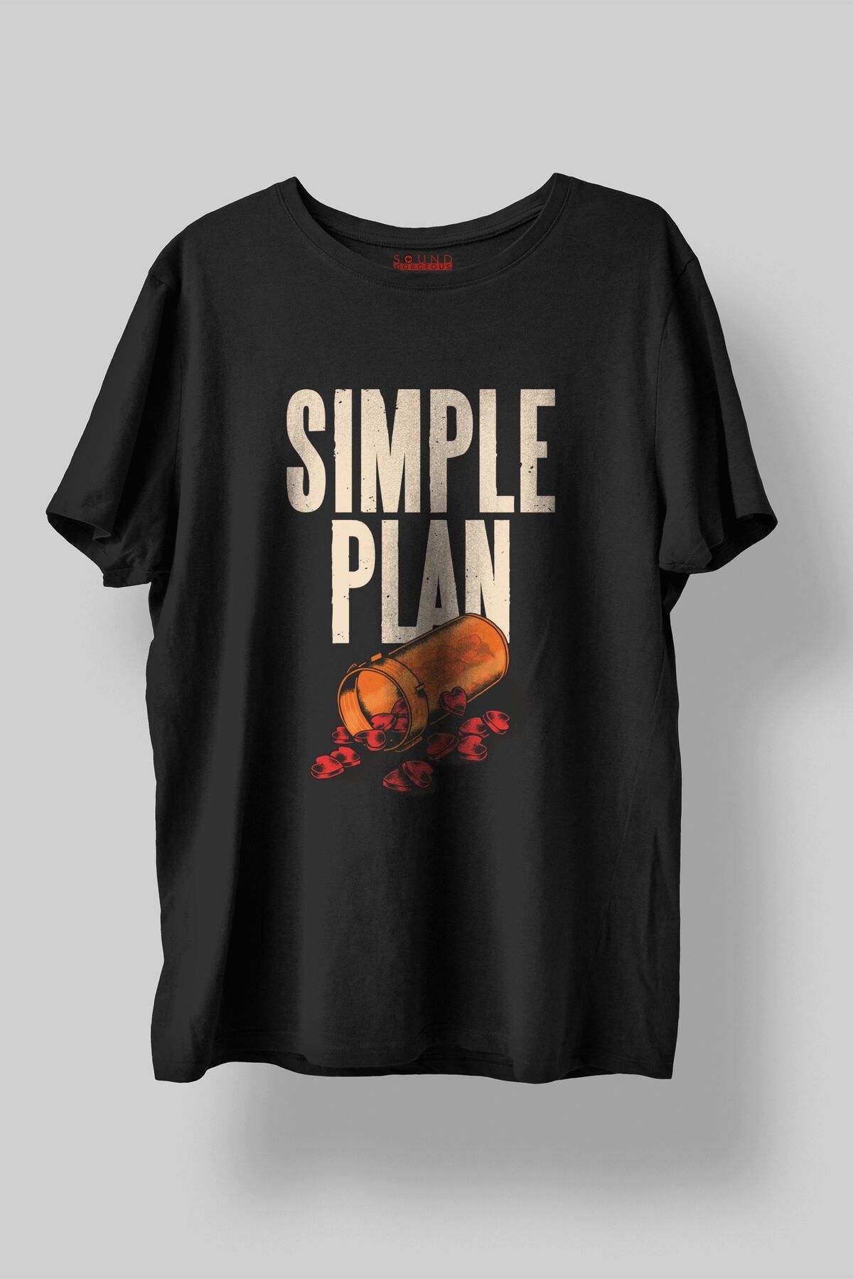 Sound Gorgeous Simple Plan Baskılı Regular Fit Unisex Siyah T-Shirt %100 Pamuk No:516