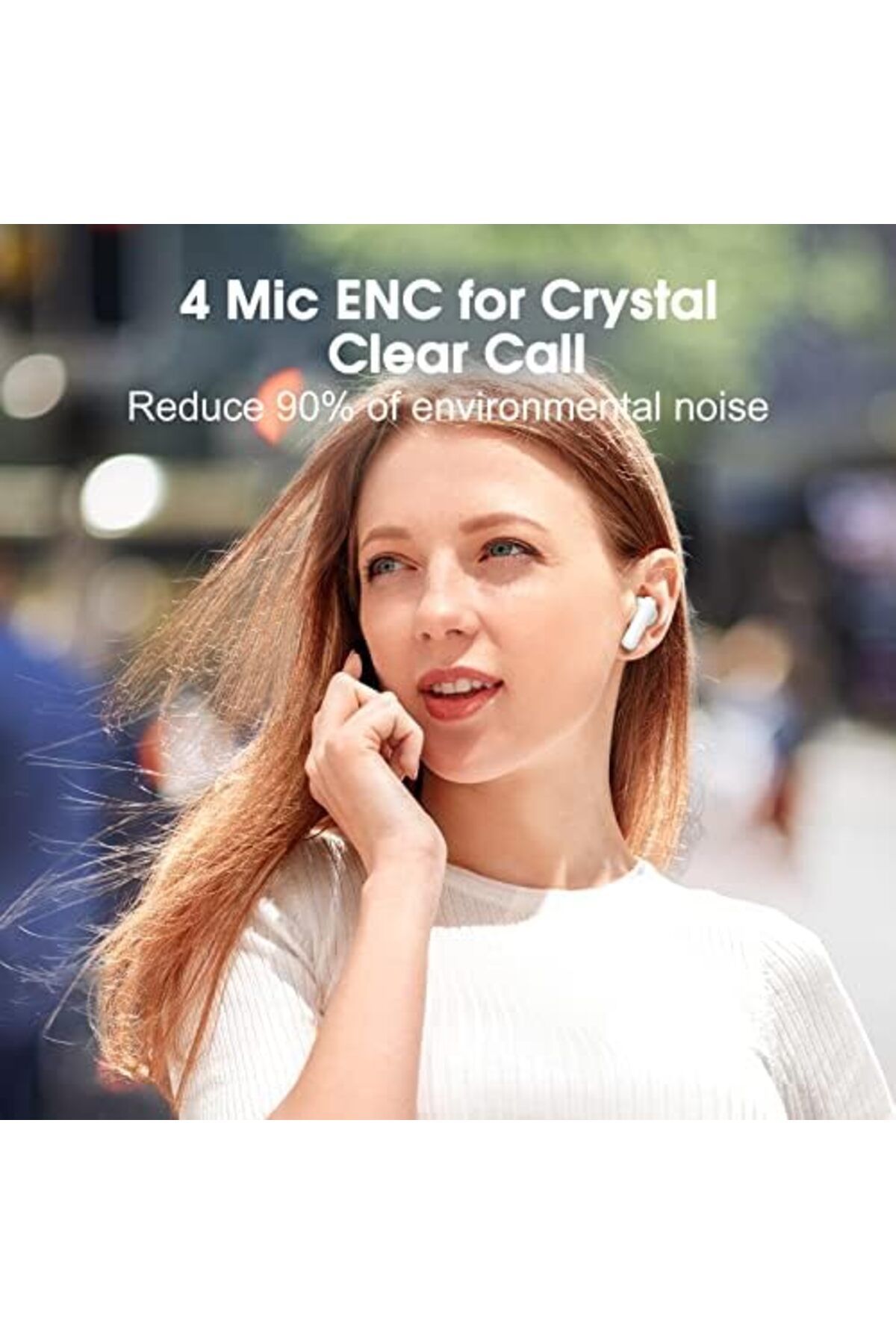 QCY-T13 ANC Wireless Earbuds, 30dB Active Noise Cancelling, 10mm LCP Drivers with Bass+, 4-Mic AI Cl 7