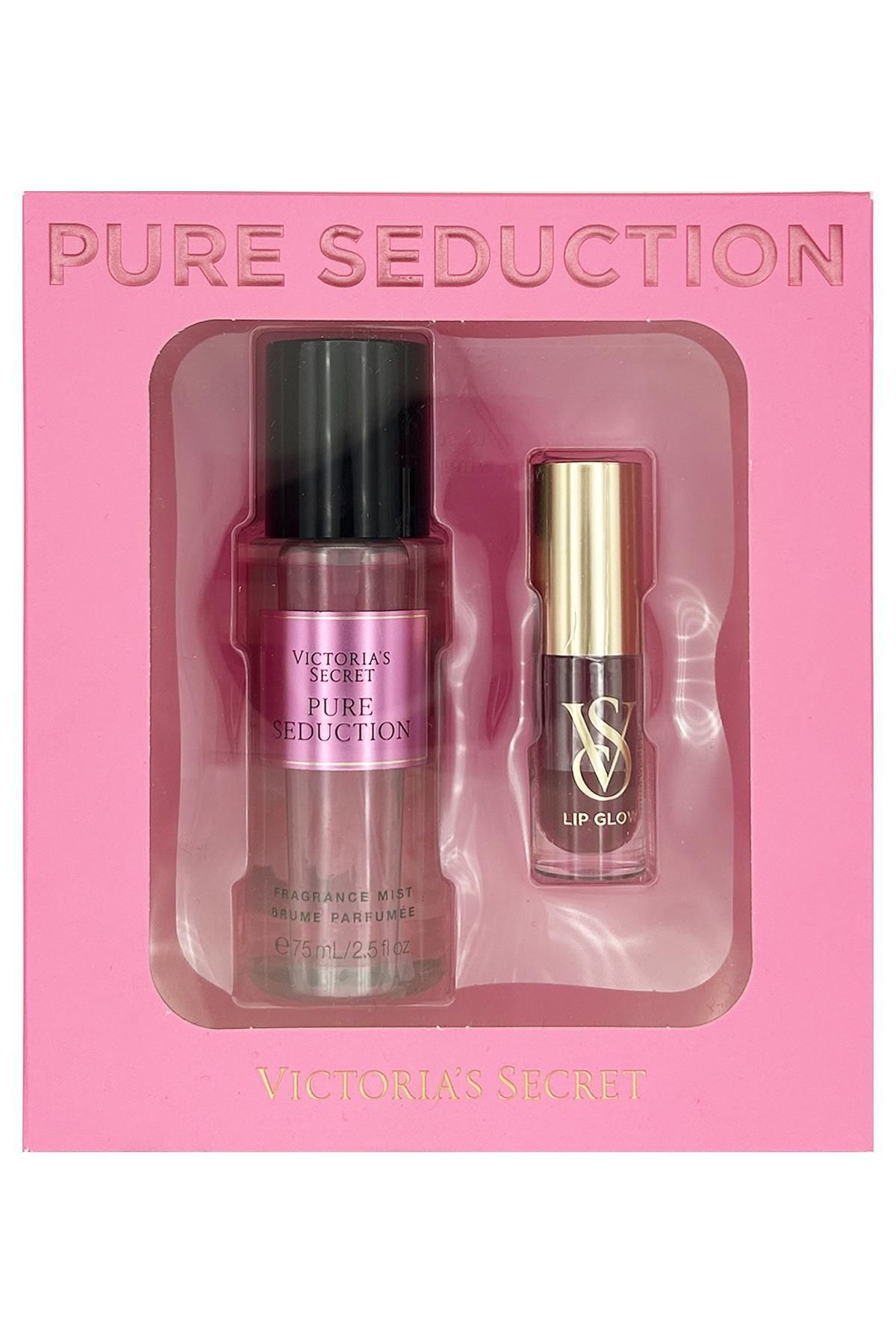 Victoria's Secret Pure Seduction Mini Vücut Spreyi ve Mulberry Parlatıcı Dudak Yağı Set