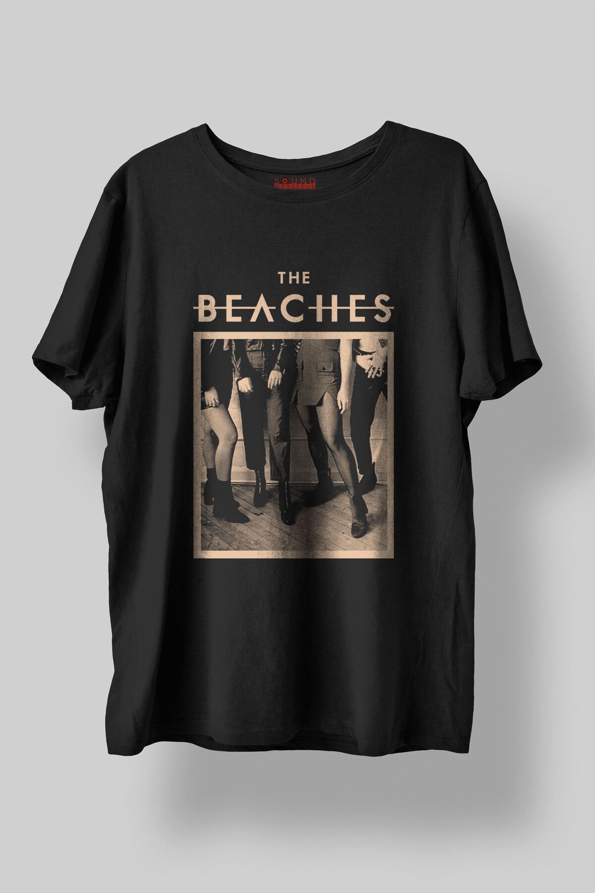 Sound Gorgeous The Beaches Baskılı Regular Fit Unisex Siyah T-Shirt %100 Pamuk No:634