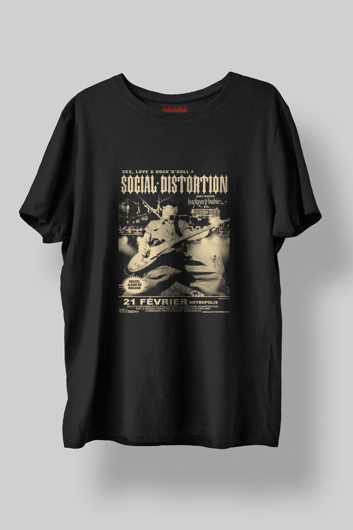 Sound Gorgeous Social Distortion Baskılı Regular Fit Unisex Siyah T-Shirt %100 Pamuk No:544