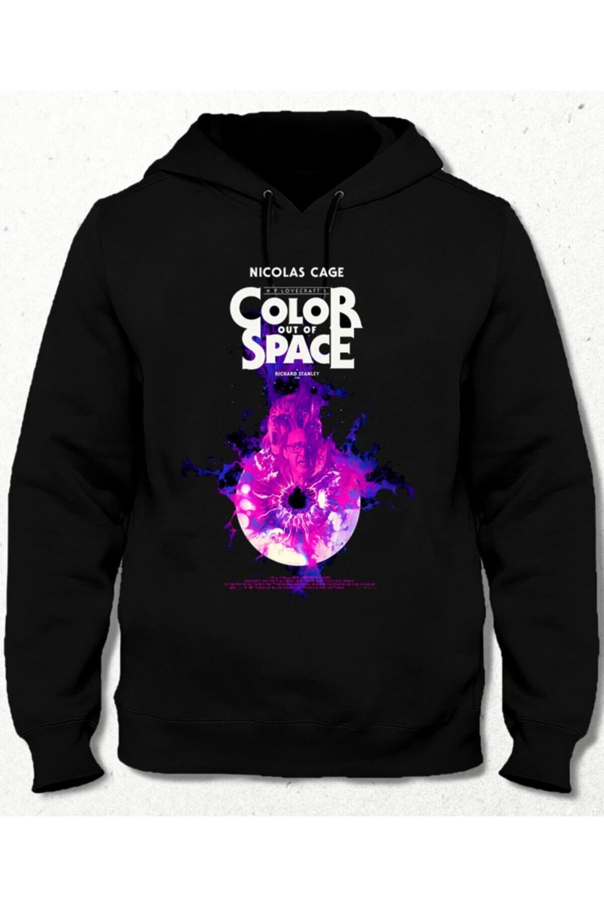 Pisa Art Color Space Siyah Cepsiz Kapüşonlu Sweatshirt