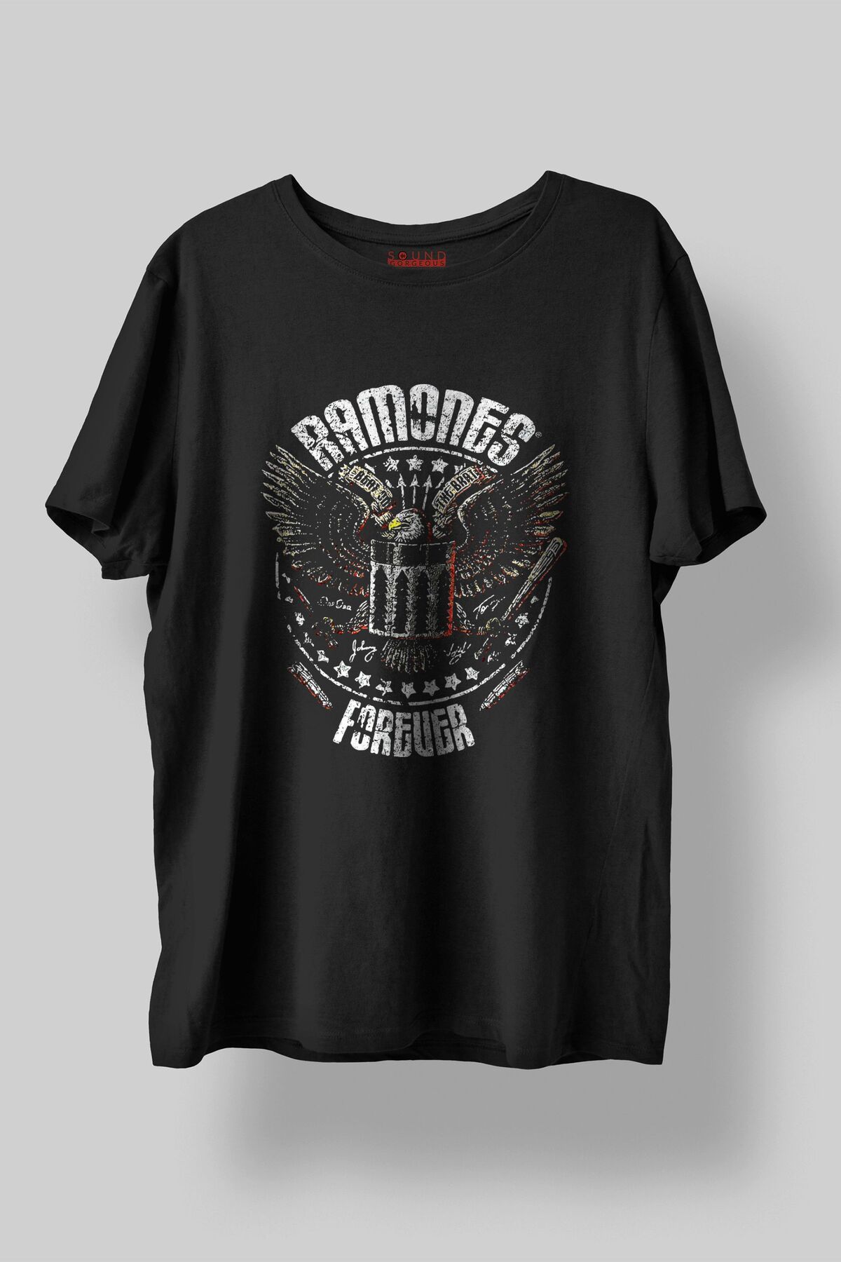 Sound Gorgeous Ramones Baskılı Regular Fit Unisex Siyah T-Shirt %100 Pamuk No:455