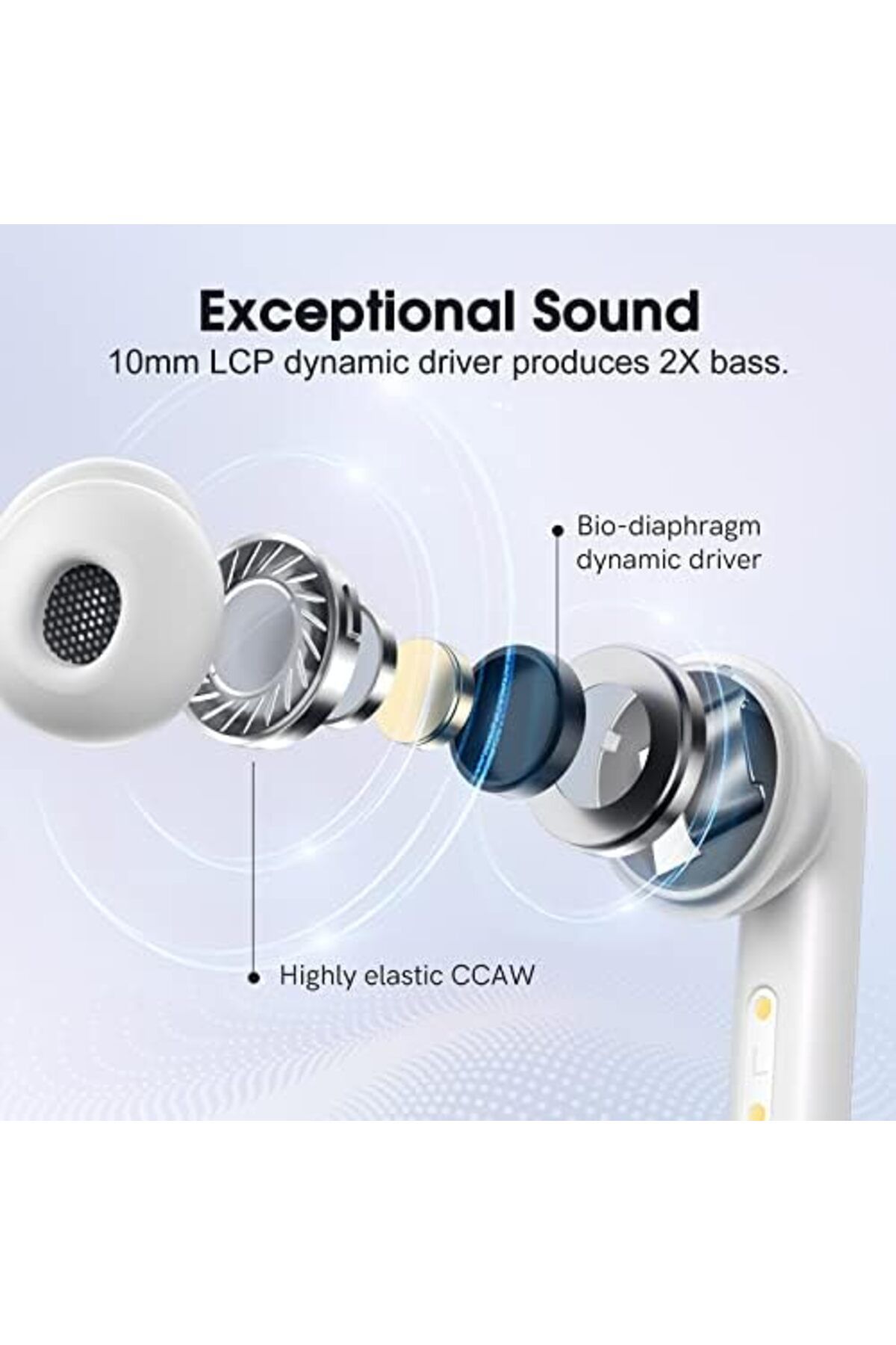 QCY-T13 ANC Wireless Earbuds, 30dB Active Noise Cancelling, 10mm LCP Drivers with Bass+, 4-Mic AI Cl 5