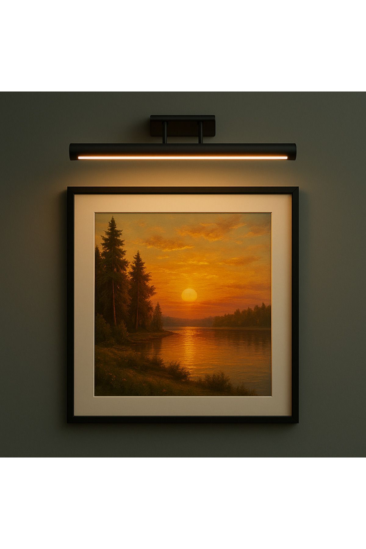 SerenityHaven Şık LED Tablo ve Duvar Apliği Sanat İçin Dekoratif Üst Aydınlatma Siyah Metal Gövde Sıcak Işık