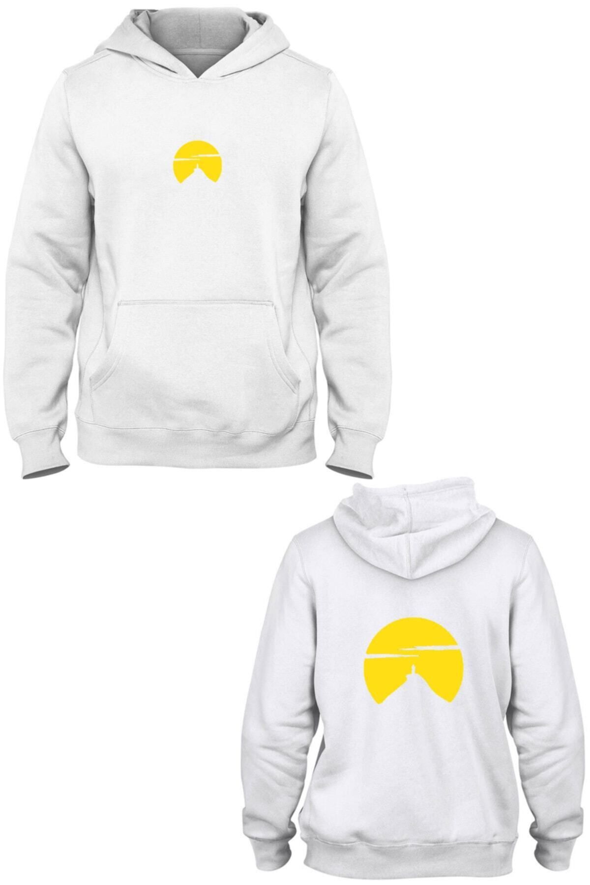 Pisa Art Sun Ön Arka Baskılı Kanguru Cepli Kapşonlu Sweatshirt Bll279