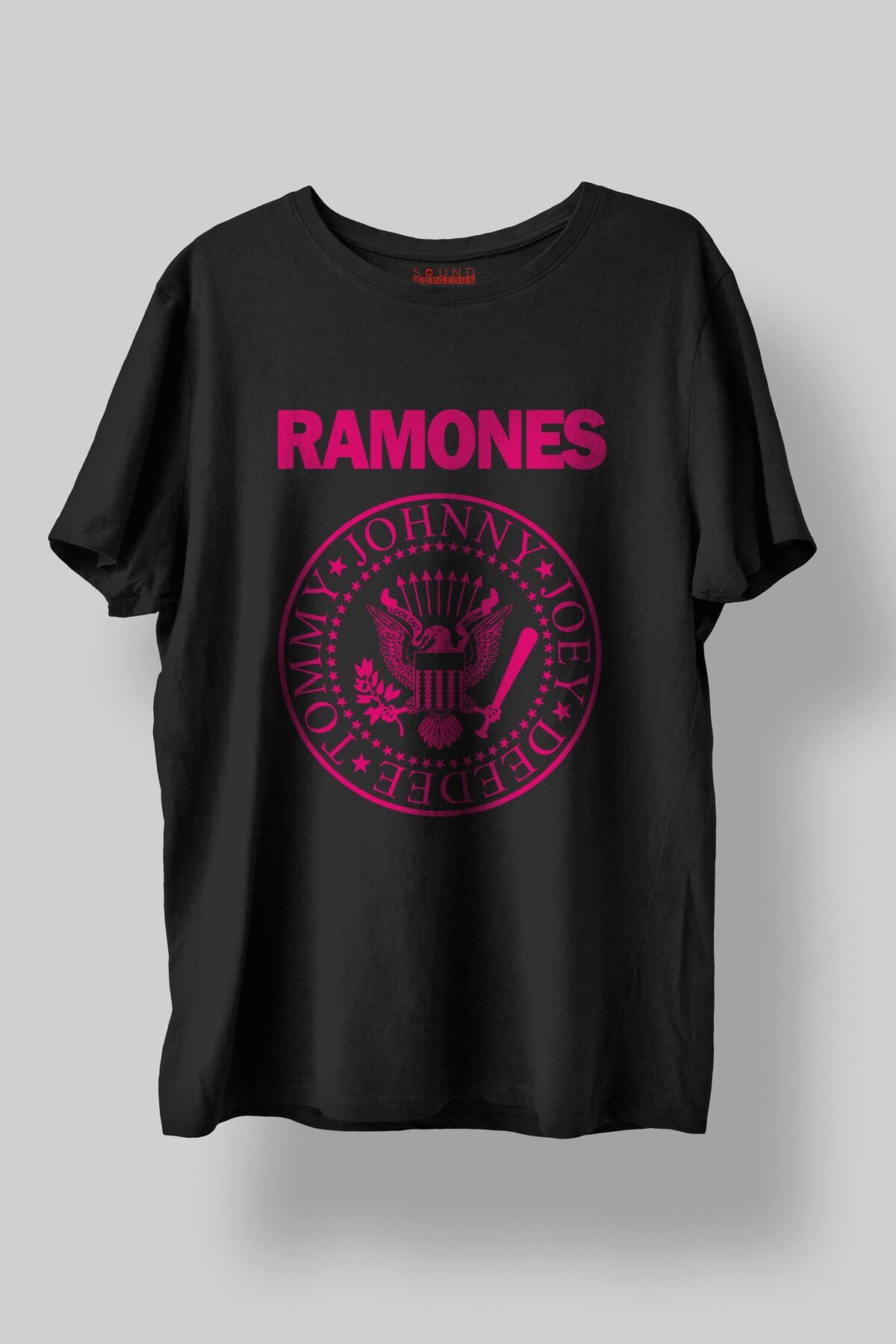 Sound Gorgeous Ramones Baskılı Regular Fit Unisex Siyah T-Shirt %100 Pamuk No:459