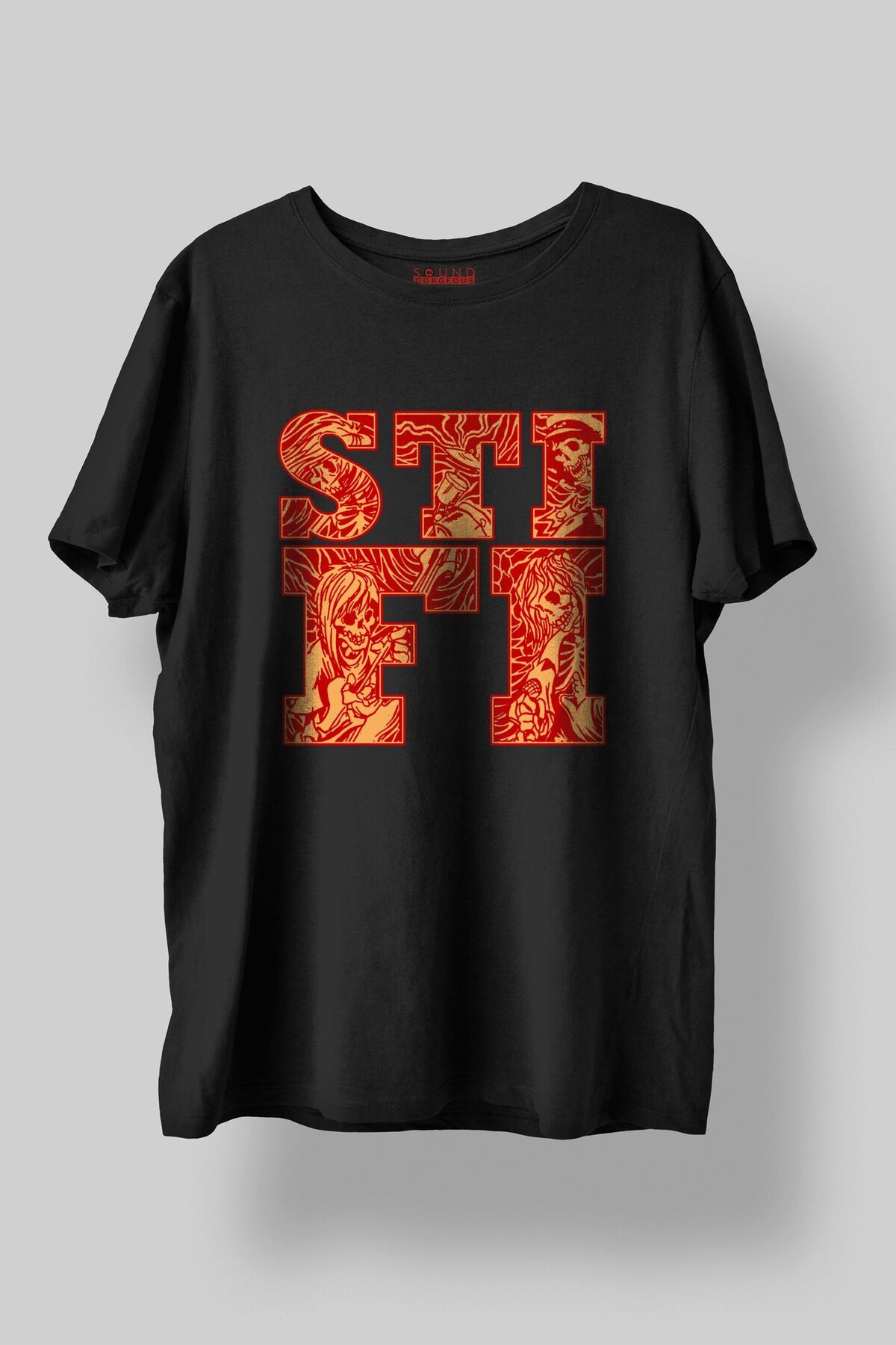 Sound Gorgeous Sticky Fingers Baskılı Regular Fit Unisex Siyah T-Shirt %100 Pamuk No:564
