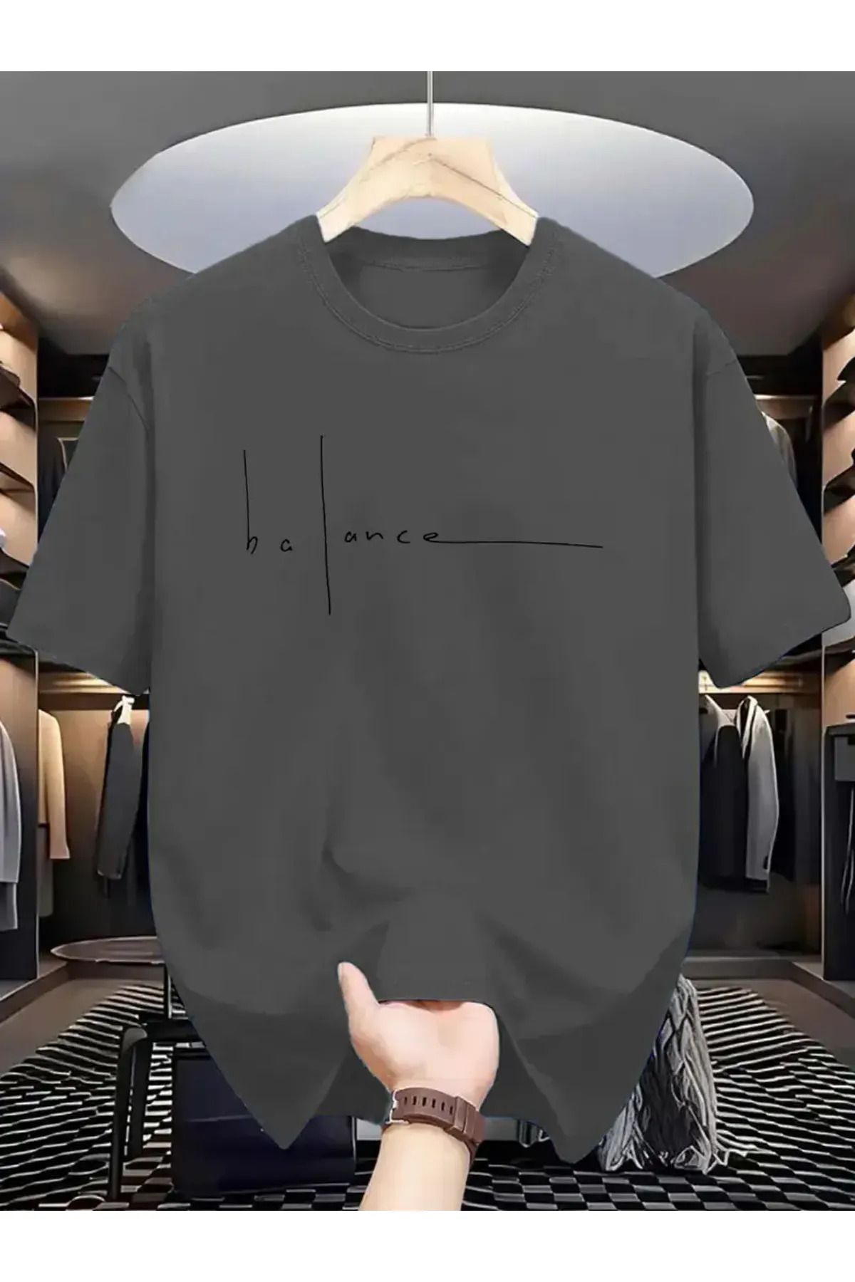 Koklonmoda Büyük Beden Unisex Balance Baskılı Oversize T-Shirt