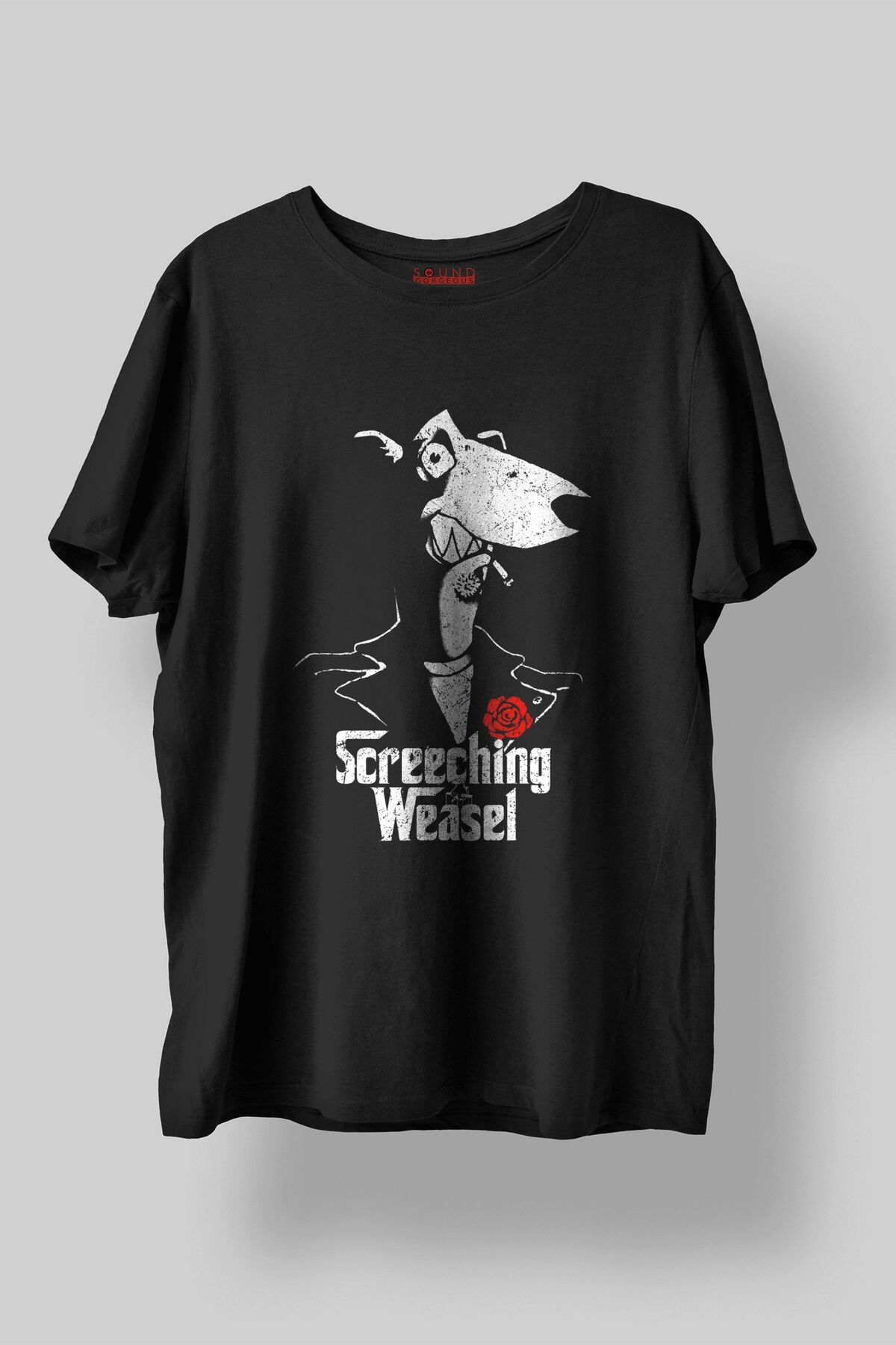 Sound Gorgeous Screeching Weasel Baskılı Regular Fit Unisex Siyah T-Shirt %100 Pamuk No:486