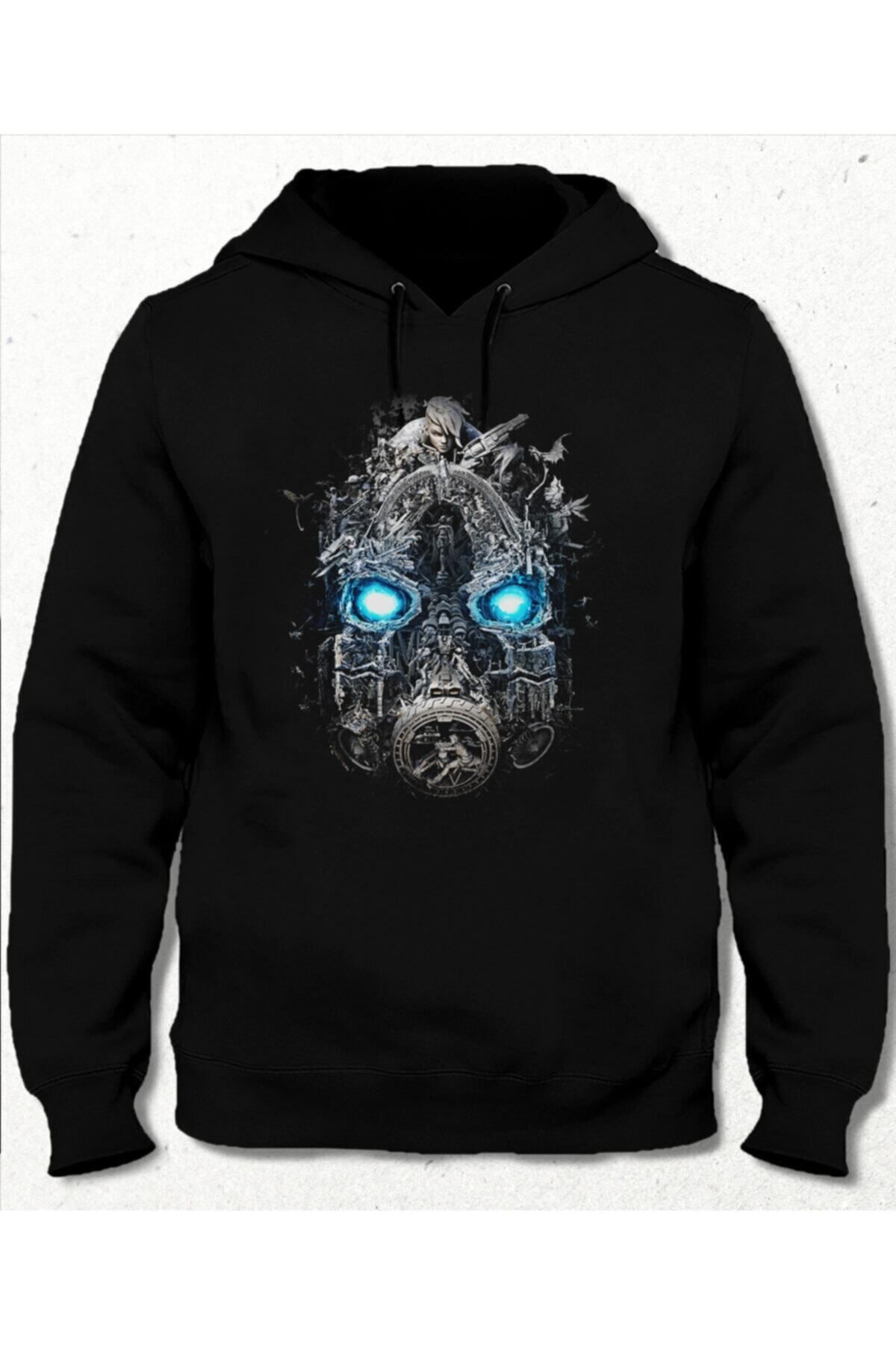 Pisa Art Borderlands Siyah Cepsiz Kapşonlu Sweatshirt