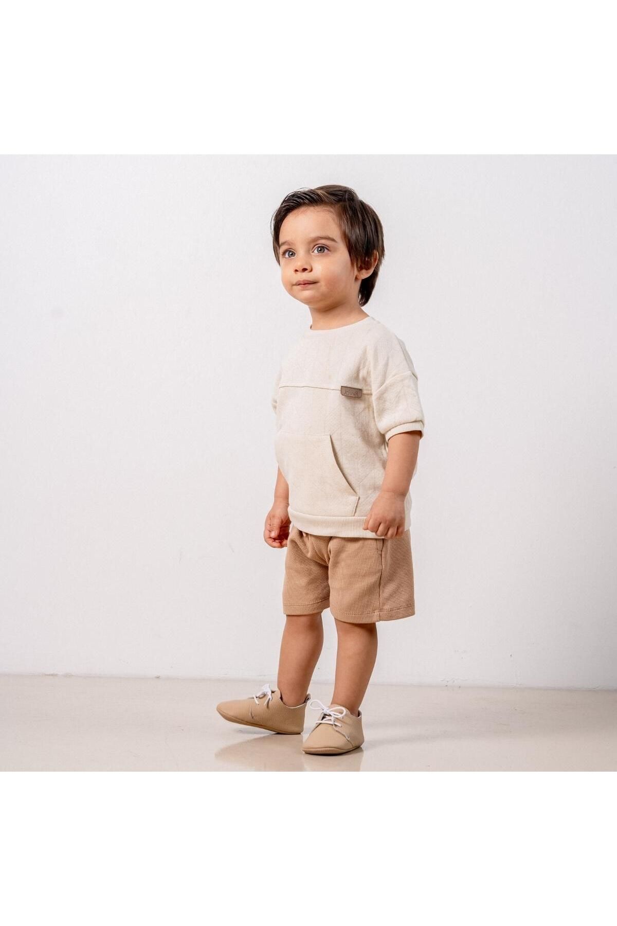 Pure Kids Store %100 Organik Pamuk, Kanguru Cepli, Nefes Alan Kumaş Erkek Bebek Yazlık T-Shirt Şort Takım