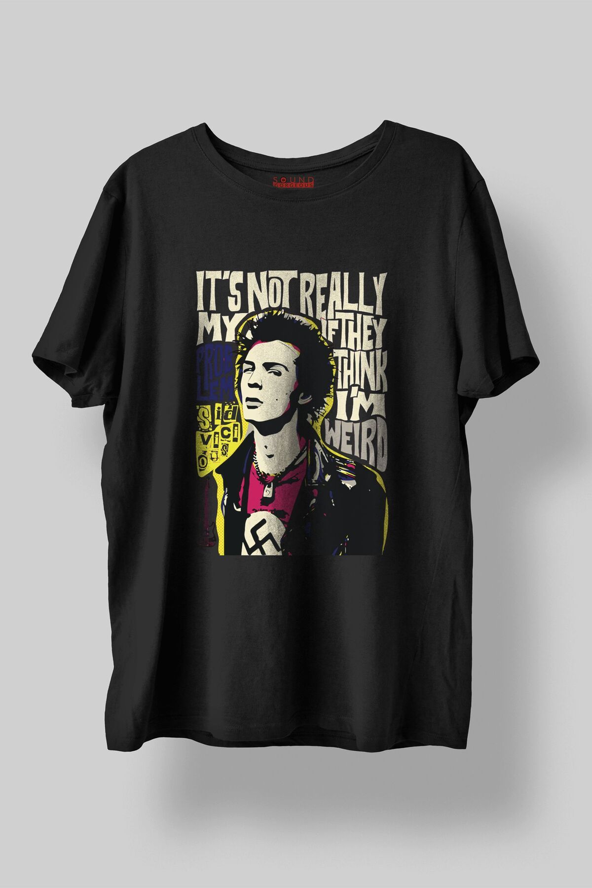 Sound Gorgeous Sid Vicious Baskılı Regular Fit Unisex Siyah T-Shirt %100 Pamuk No:505