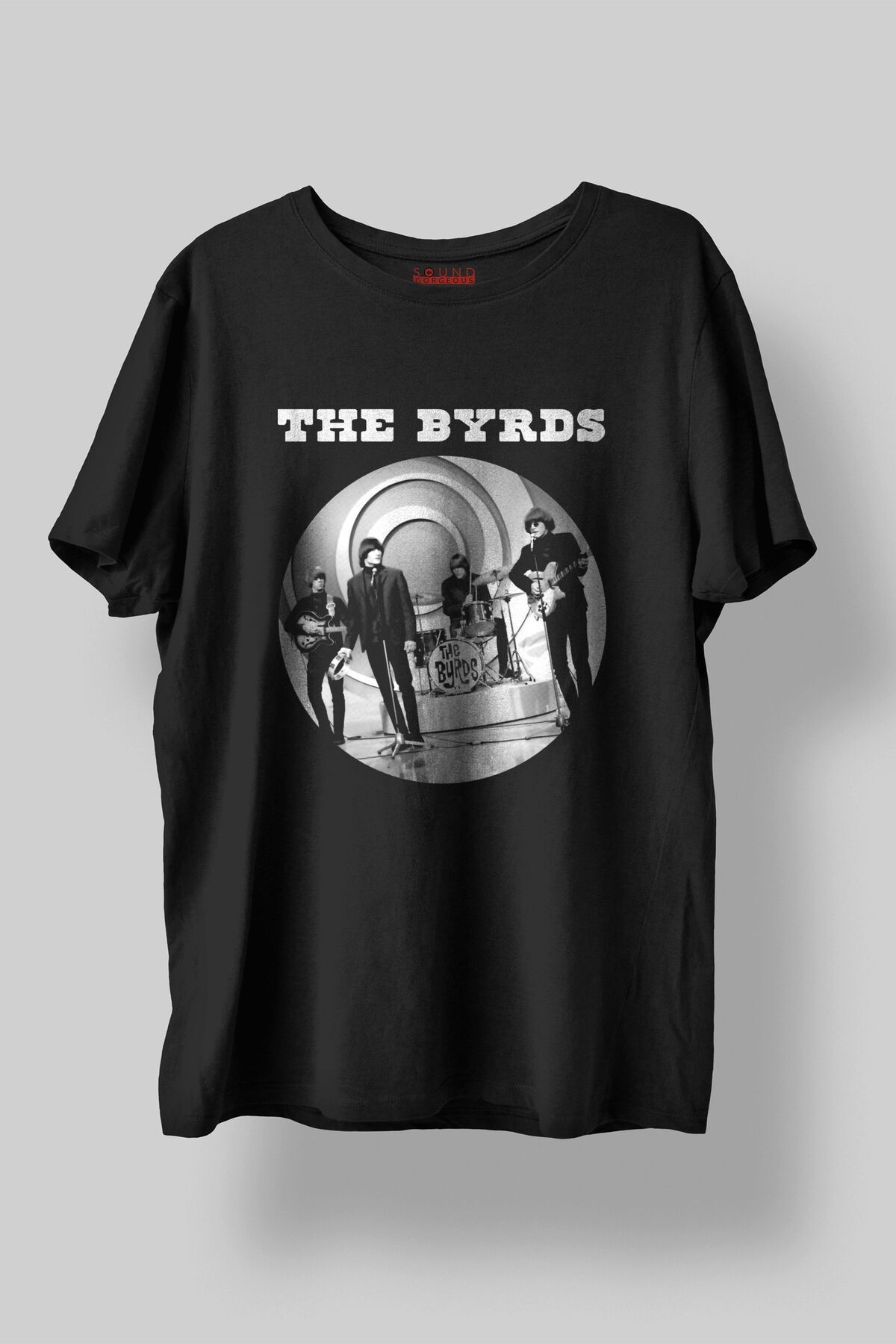 Sound Gorgeous The Byrds Baskılı Regular Fit Unisex Siyah T-Shirt %100 Pamuk No:641