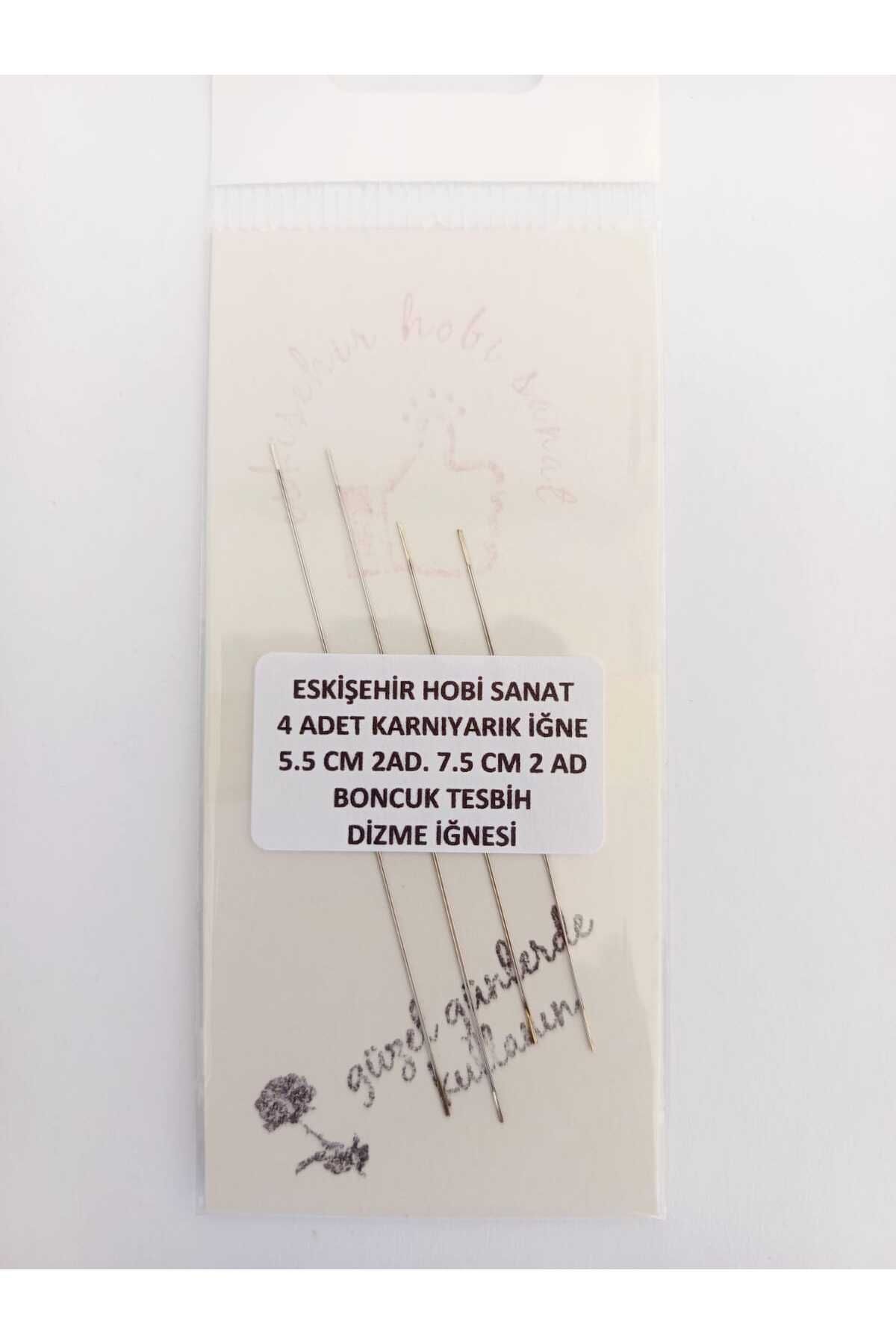 Eskişehir hobi sanat 5.5 Cm 7.5 cm 4 Adet Karnıyarık iğne Miyuki Boncuk Tesbih Tanesi imame Geçirme iğnesi