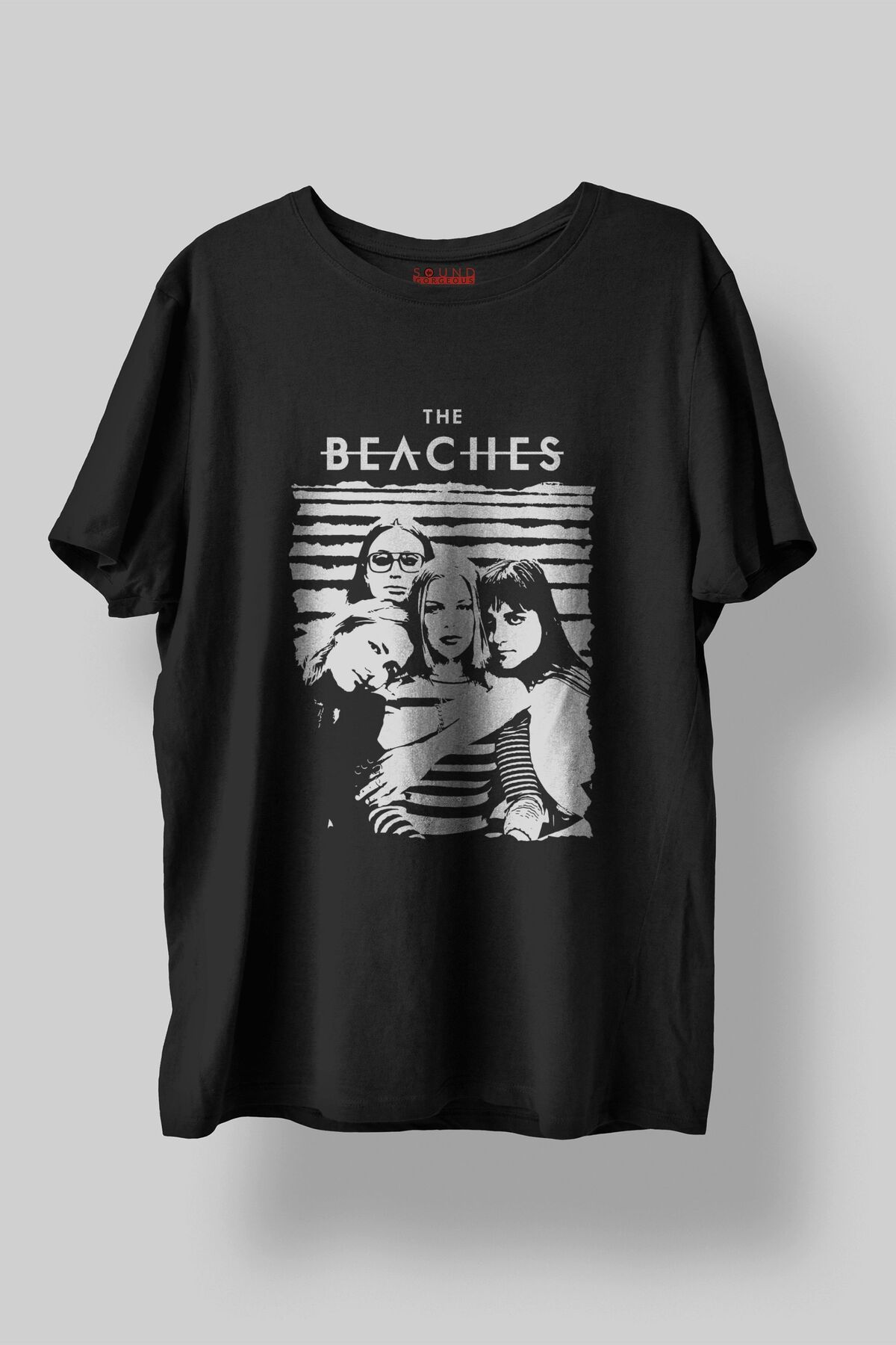 Sound Gorgeous The Beaches Baskılı Regular Fit Unisex Siyah T-Shirt %100 Pamuk No:633