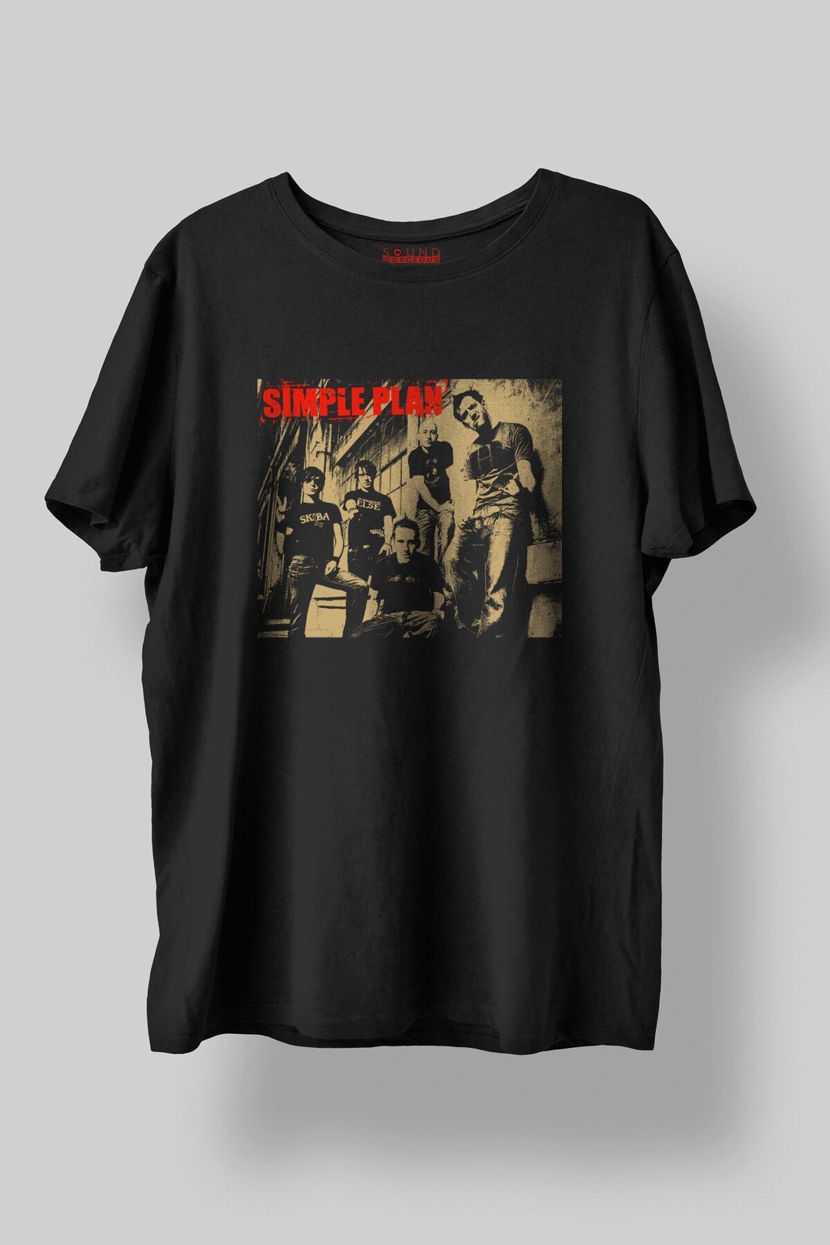 Sound Gorgeous Simple Plan Baskılı Regular Fit Unisex Siyah T-Shirt %100 Pamuk No:517