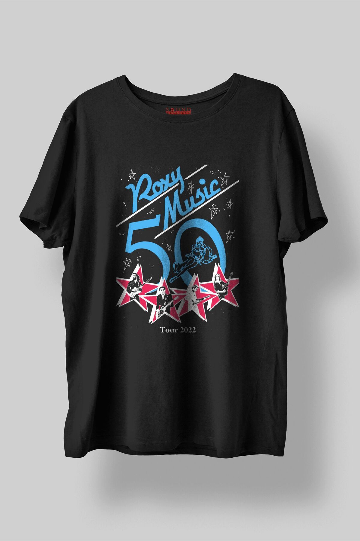 Sound Gorgeous Roxy Music Baskılı Regular Fit Unisex Siyah T-Shirt %100 Pamuk No:480