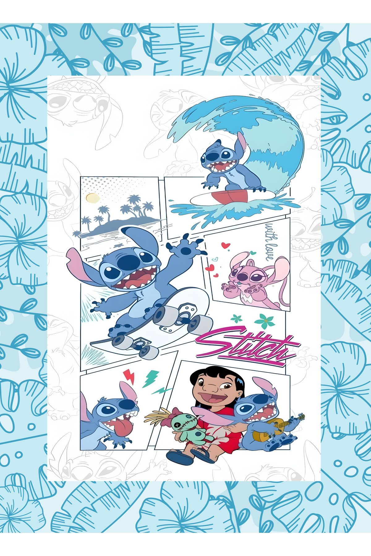 Şen Dekorasyon Stitch Çocuk Pike Takımı