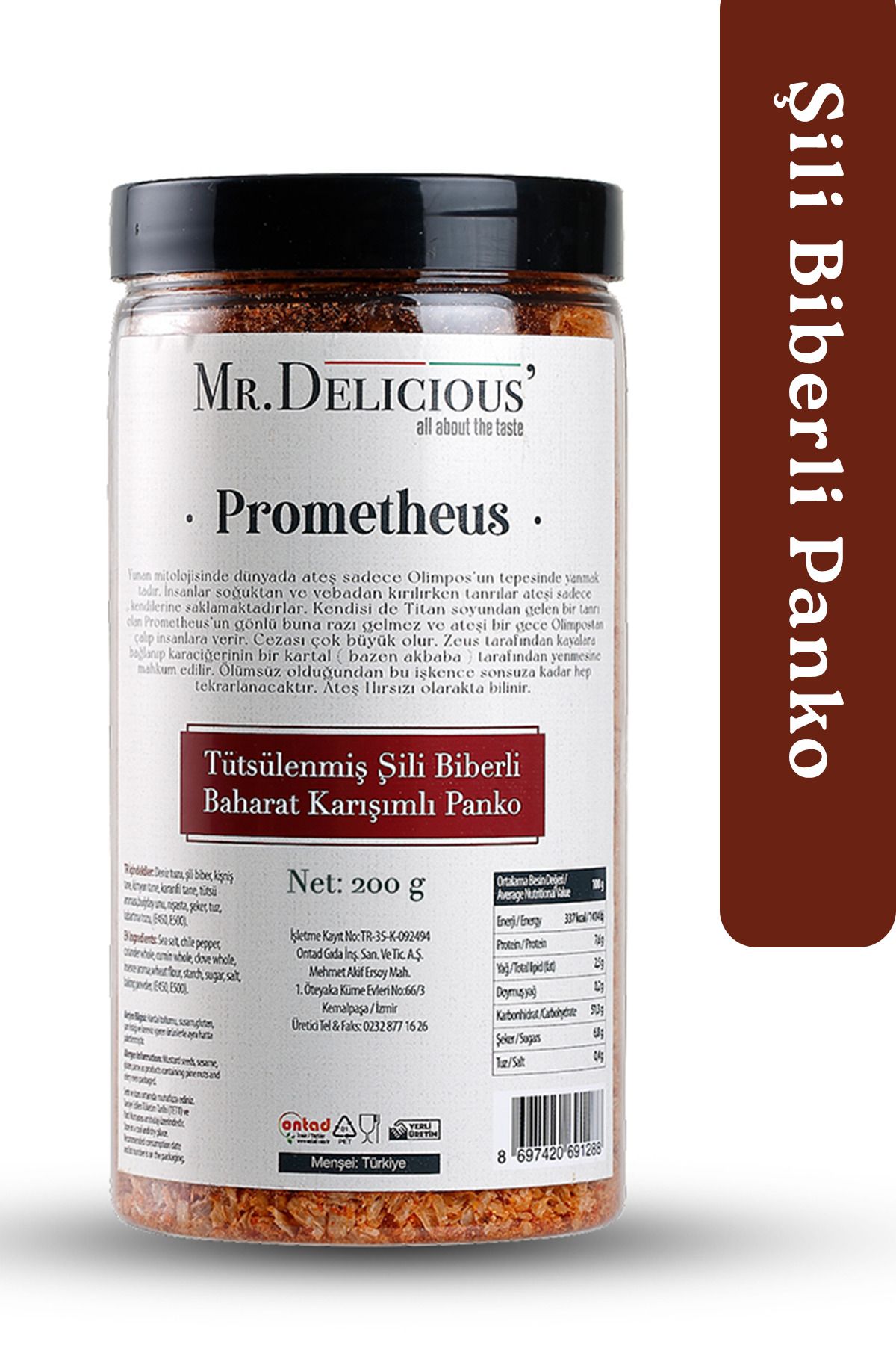 Mr.Delicious' Tütsülenmiş Şili Biberli Baharat Karışımlı Panko 200 g
