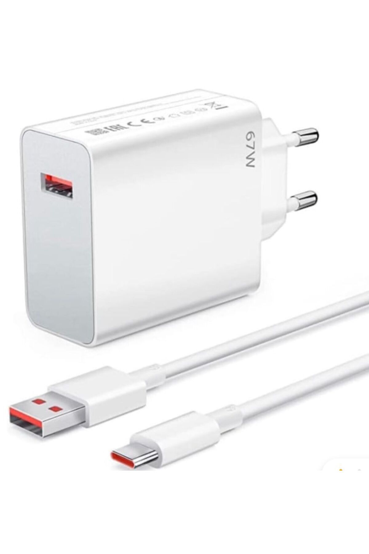 YDGR 67W Turbo Hızlı Şarj Cihazı & Type-C Kablo Seti Xiaomi, Redmi,Huawei Uyumlu Duvar Tipi Adaptör
