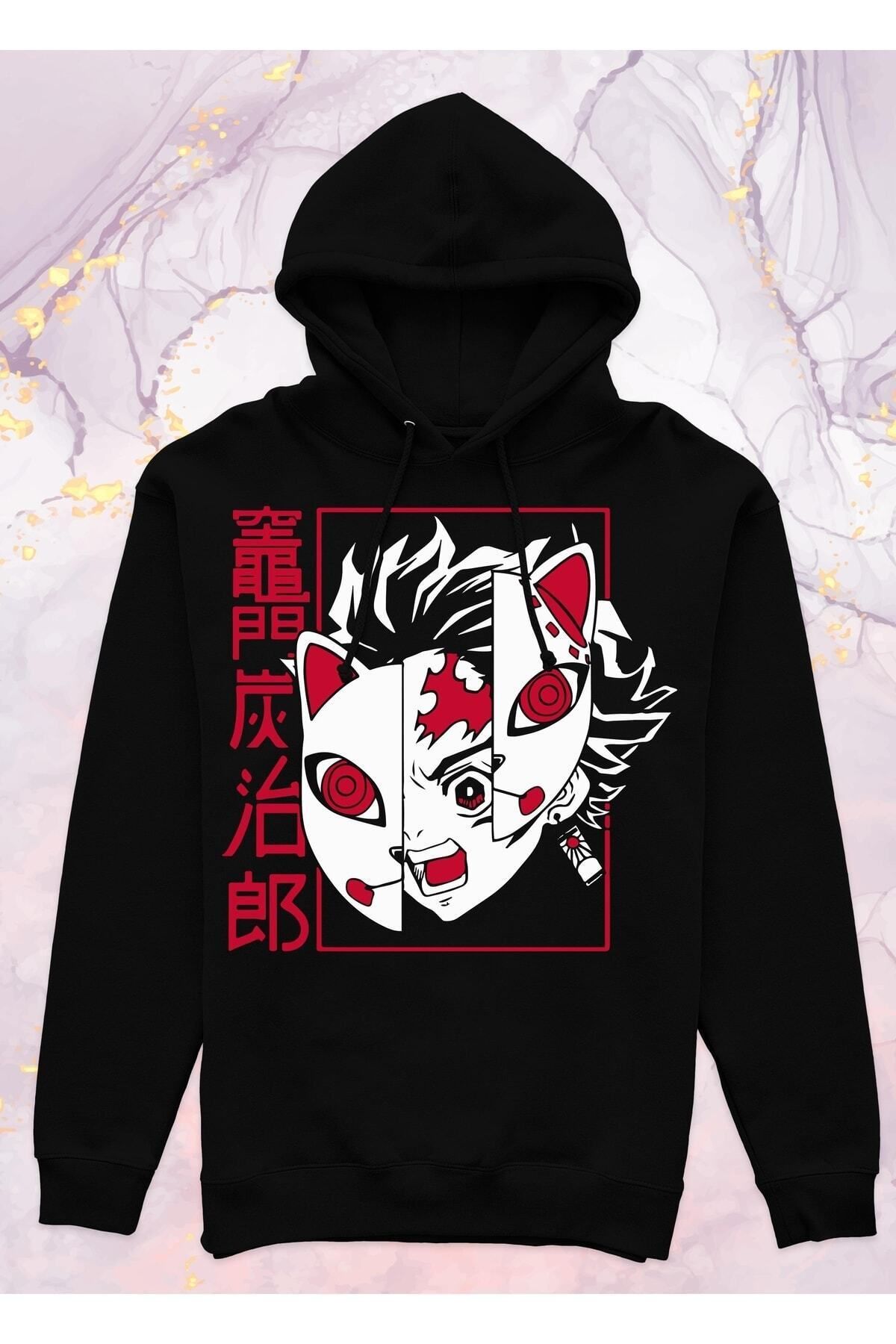 Pisa Art Demon Slayer (kimetsu No Yaiba) - Tanjiro Kamado - Cepsiz Kapüşonlu Sweatshirt