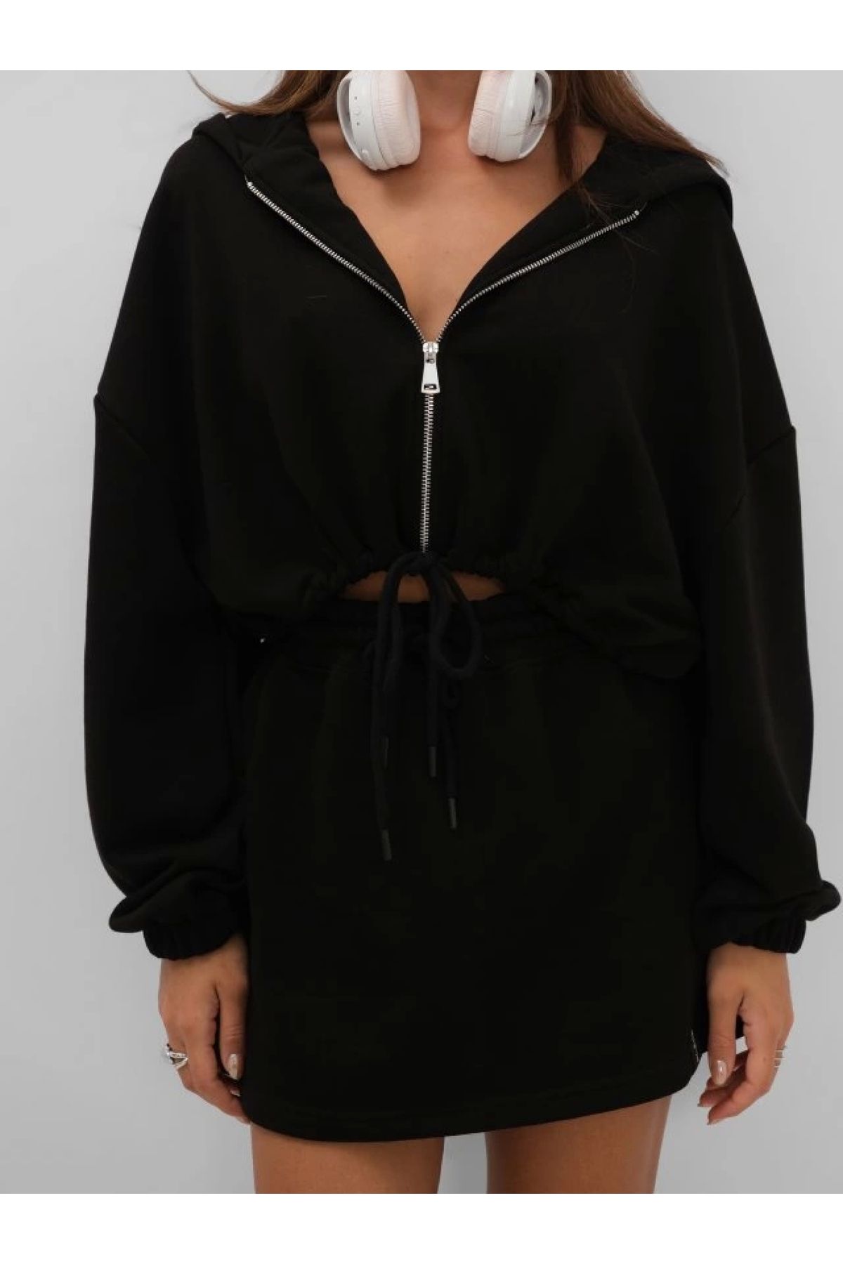 POLEXP Fermuarlı Beli Lastikli Sweatshirt
